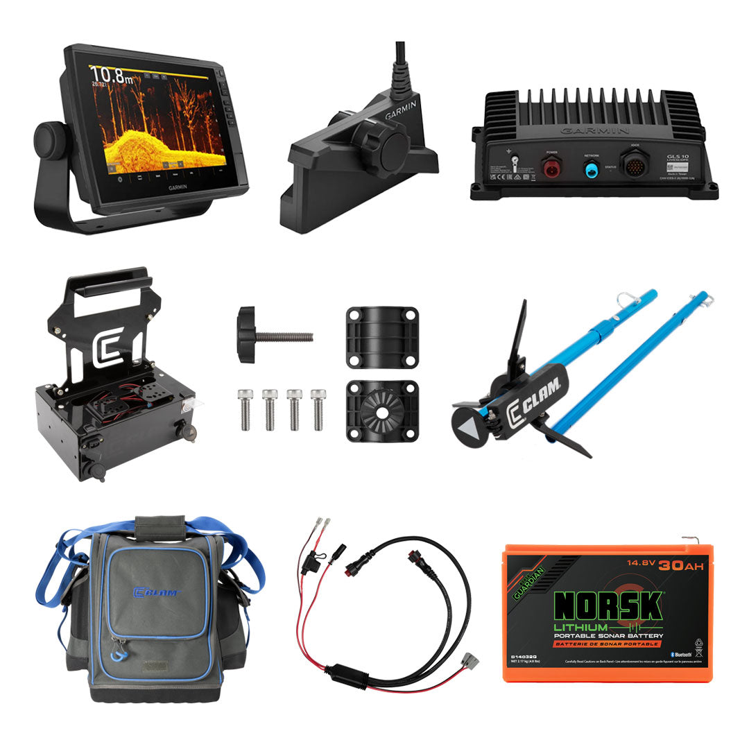 Garmin Livescope 10" Ice Bundle with Clam Shuttle, Bag & Pole