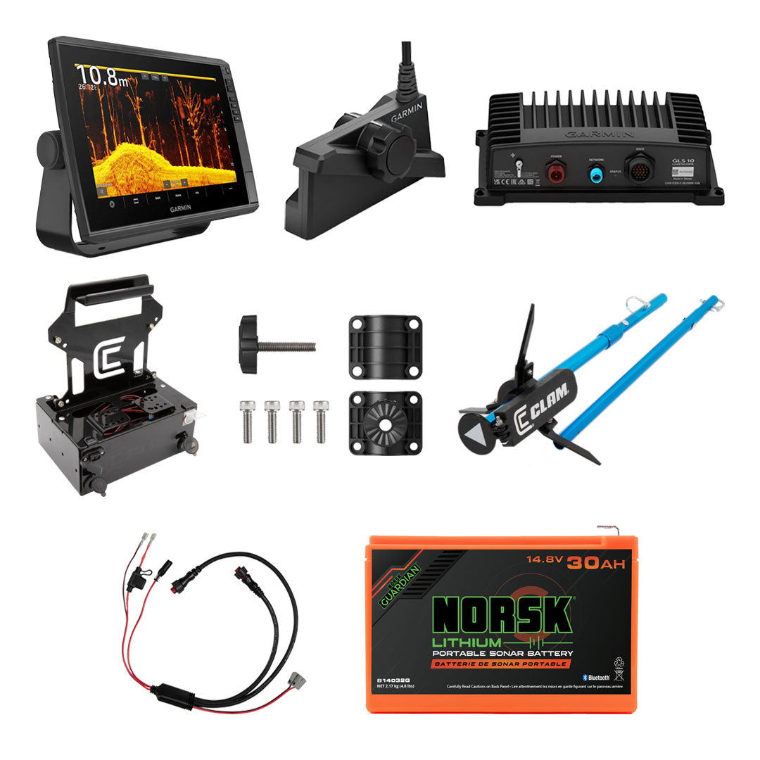 Garmin Livescope 12" Ice Bundle with Clam Shuttle and Pole