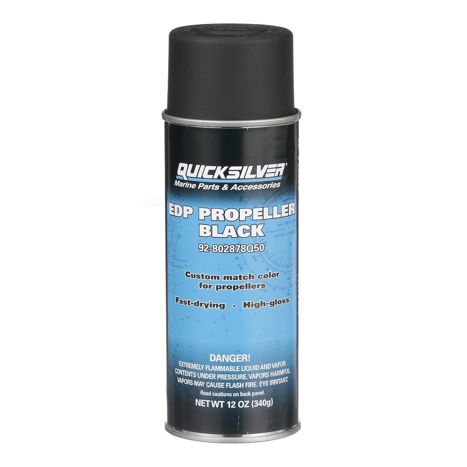 Quick Silver 8M0225558 EDP Propeller Black Satin Enamel Spray Paint, 12 oz Spray Can