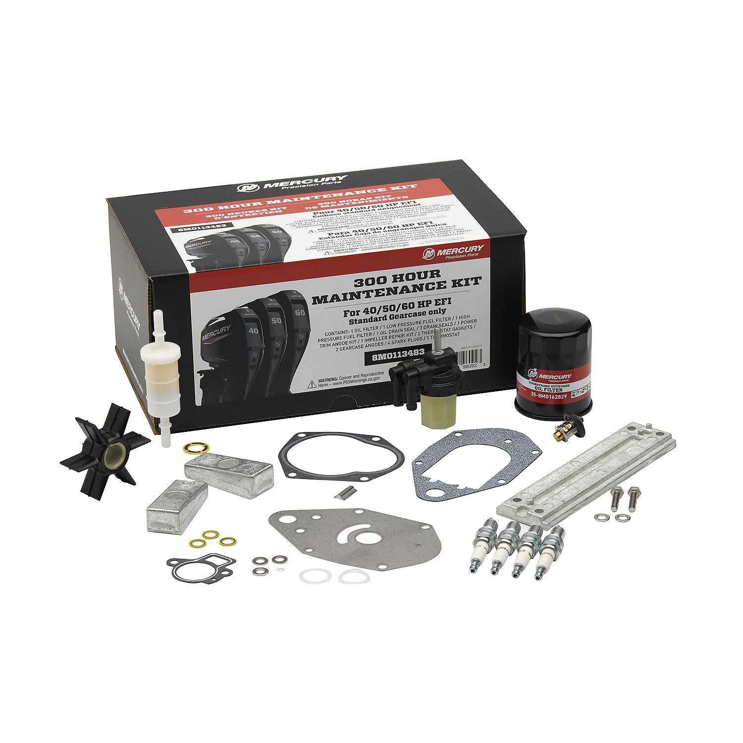 Mercury 8M0113483 4-cylinder 40-60hp FourStroke EFI 300 Hour Maintenance Kit