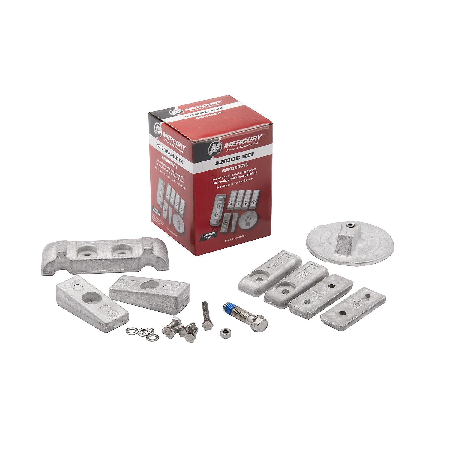 Mercury 8M0126671 Aluminum Anode Kit for Mercury L6 200-300hp Verado Outboards