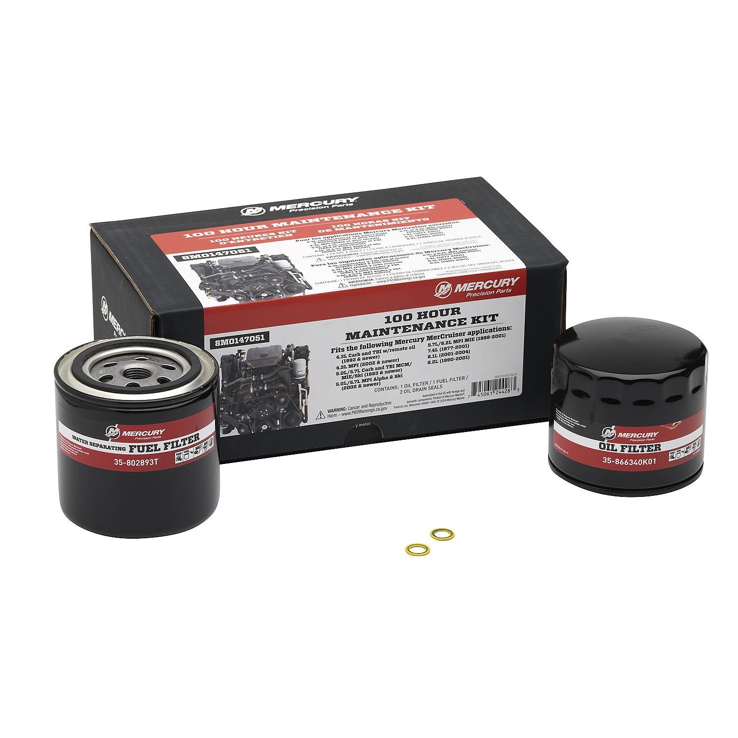 Mercury 8M0147051 MerCruiser V6 and V8 Sterndrive and Inboard Engine 100 Hour Maintenance Kit