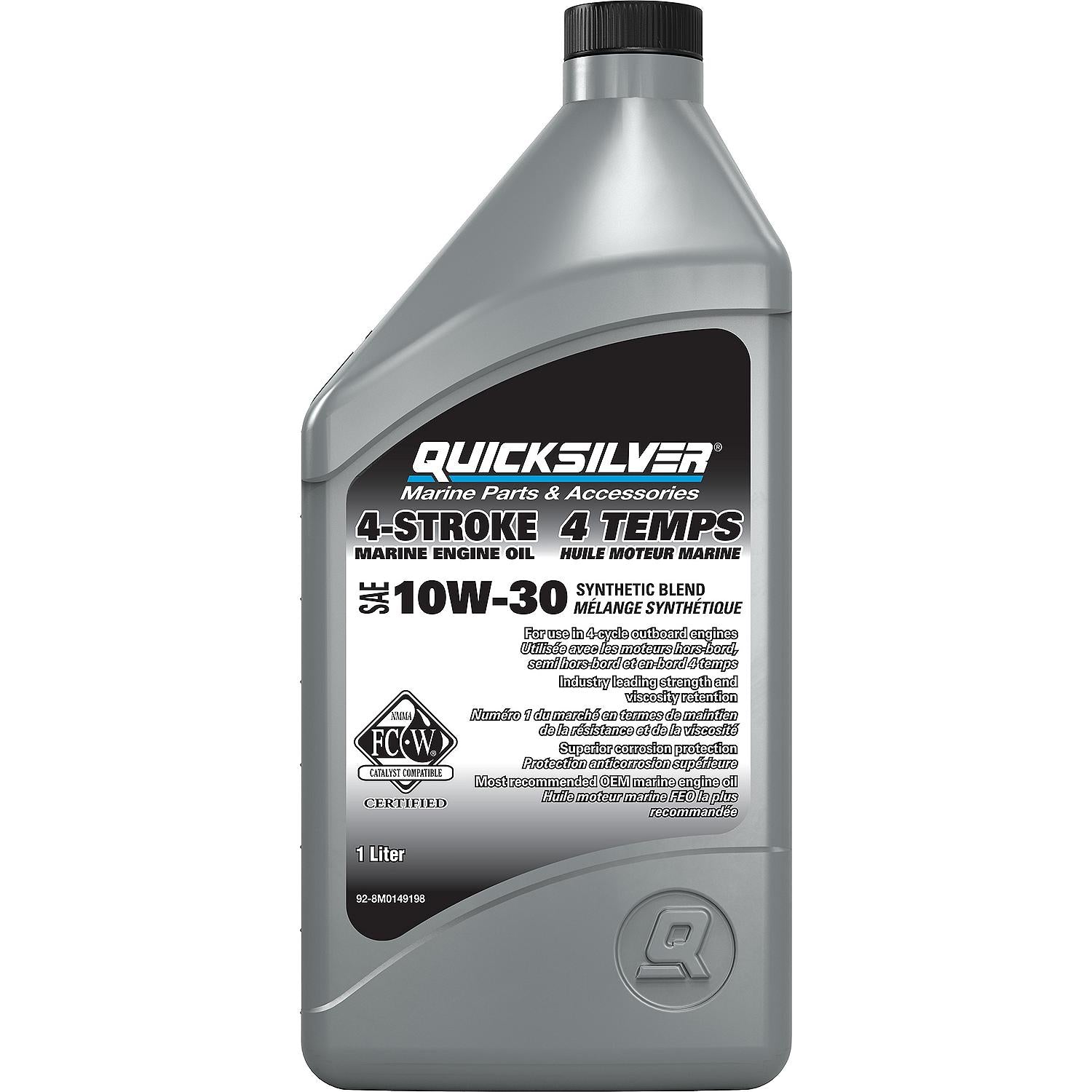 Quicksilver 10W-30 4-Stroke Synthetic Marine Engine Oil, 1 Quart