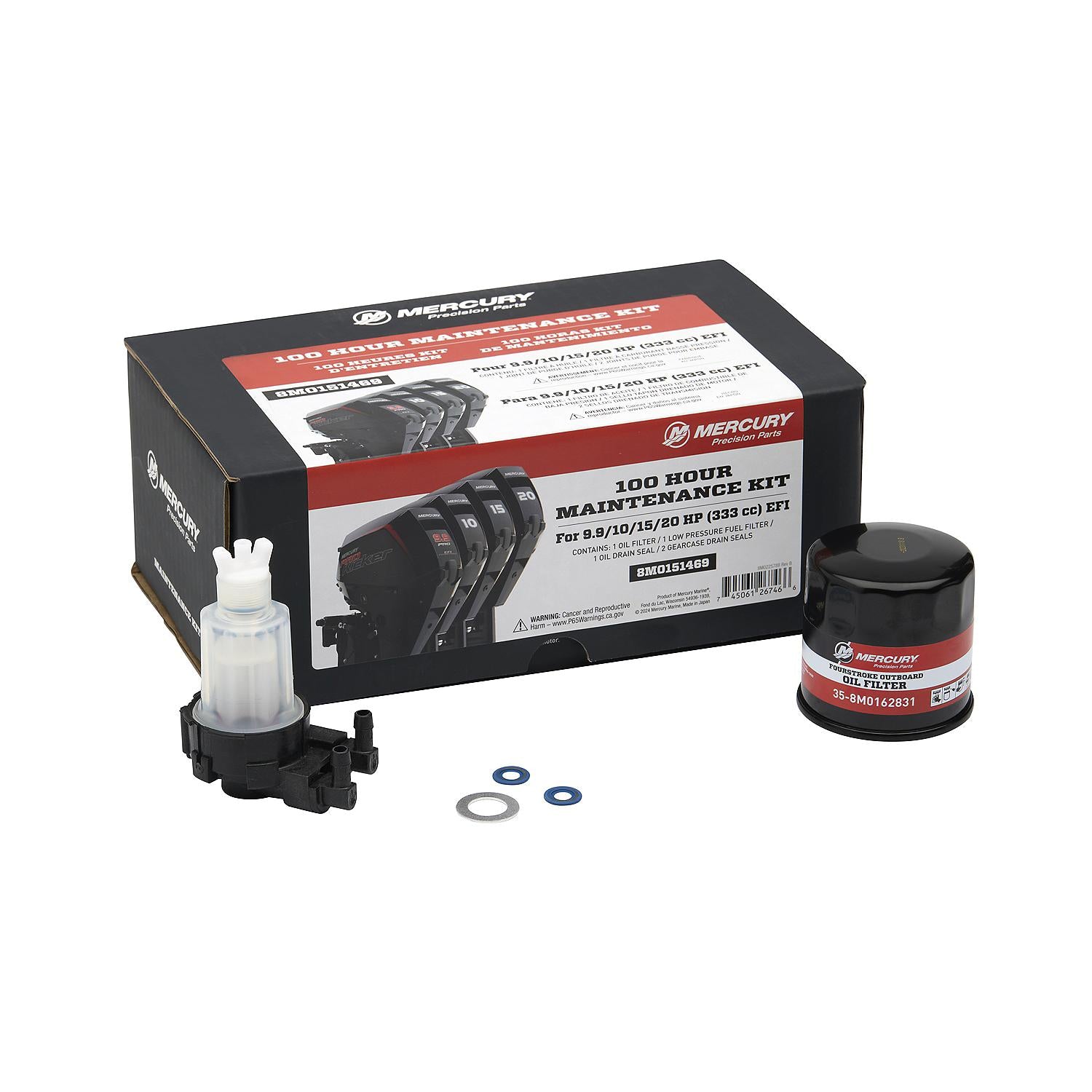 Mercury 8M0151469 9.9-20hp FourStroke EFI 100 Hour Maintenance Kit