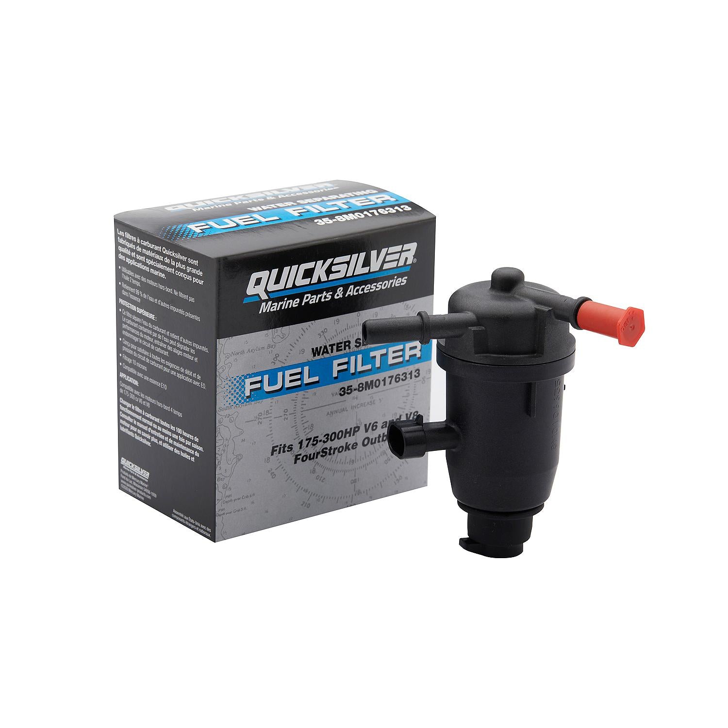 Quicksilver 8M0176313 On-Engine Water Separating Fuel Filter for Select Mercury 175-300hp Outboards
