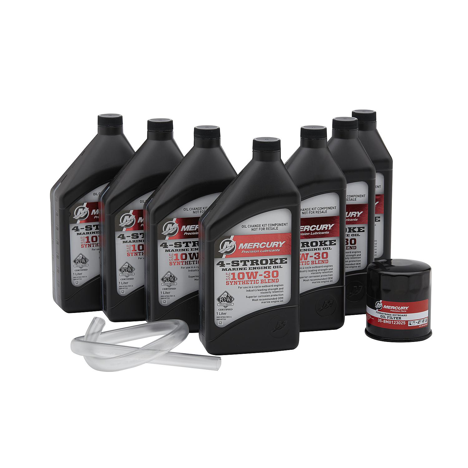 Mercury 8M0187621 10W-30 4-Stroke Outboard Oil Change Kit for Mercury V6 and V8 175-300hp Outboards