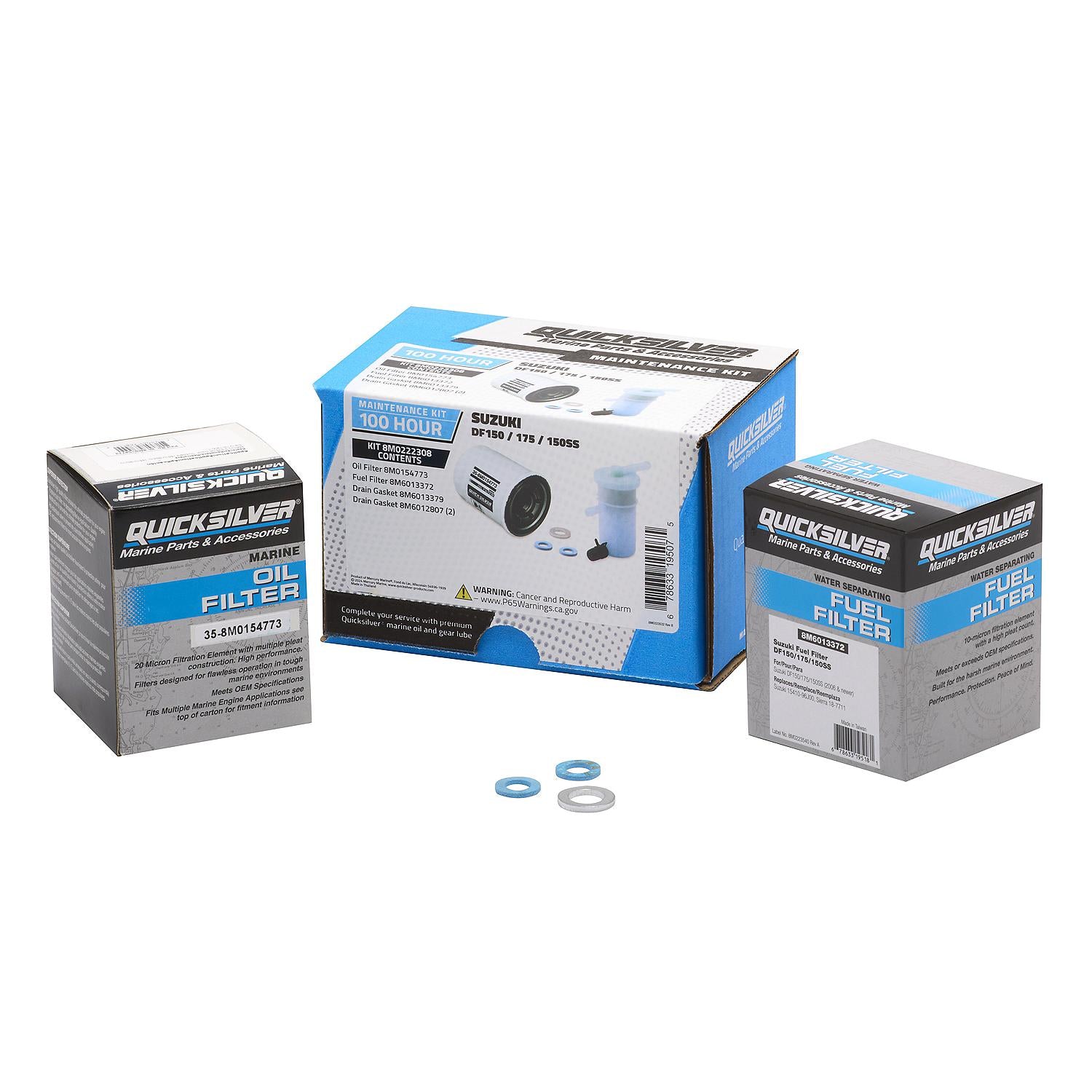 Quicksilver 8M0222308 100 Hour Maintenance Kit for Suzuki DF150/175/150SS Outboards