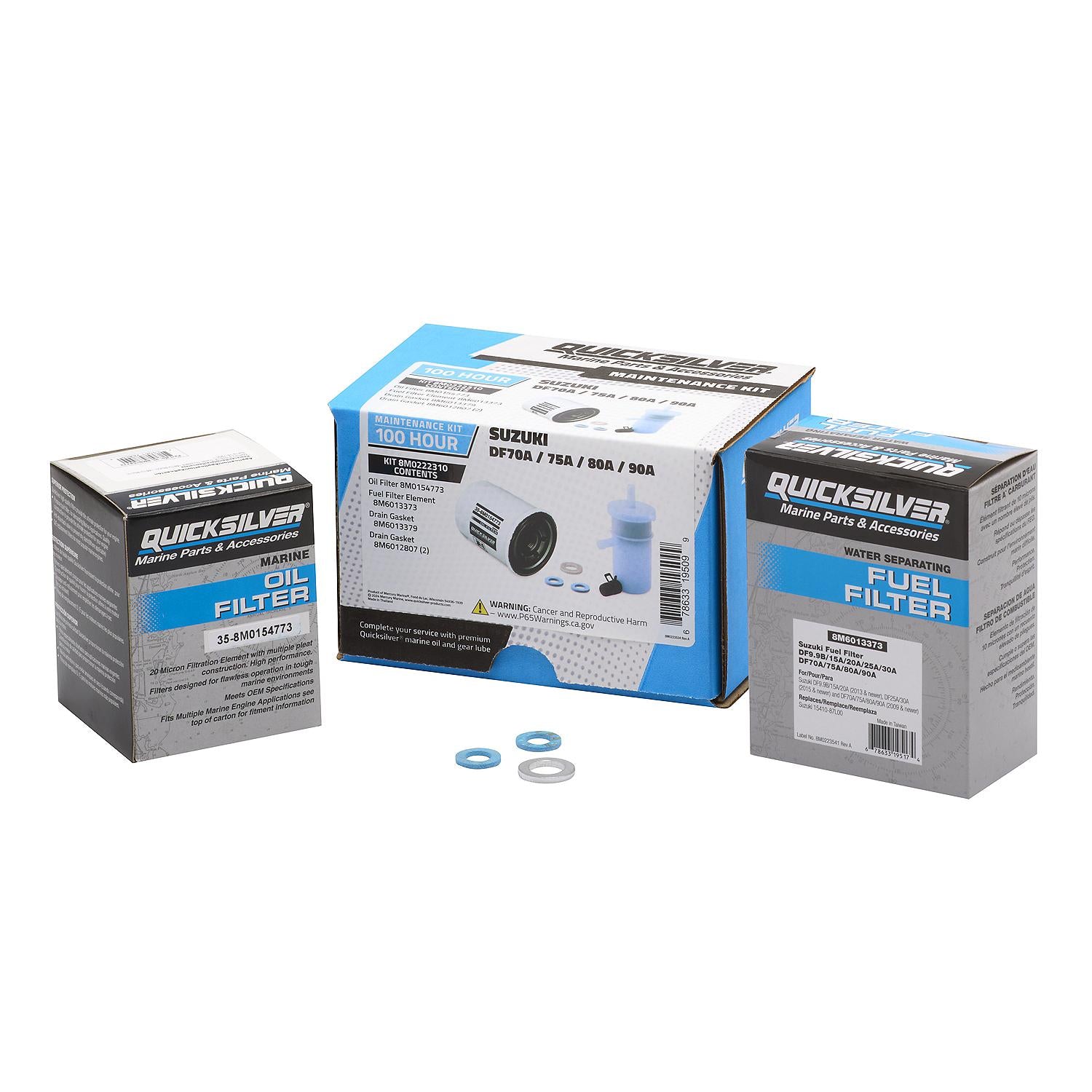 Quicksilver 8M0222310 100 Hour Maintenance Kit for Suzuki DF70A/75A/80A/90A Outboards