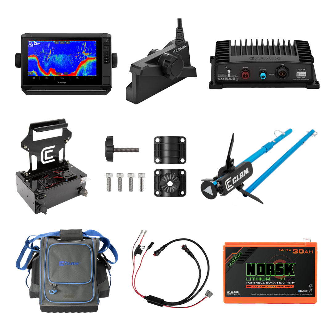 Garmin 95sv + Livescope Ice Bundle with Clam Shuttle, Bag & Pole