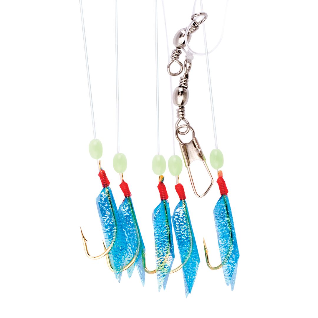 Eagle Claw Lazer Sharp Sabiki Rig Blue Wings Green Bead