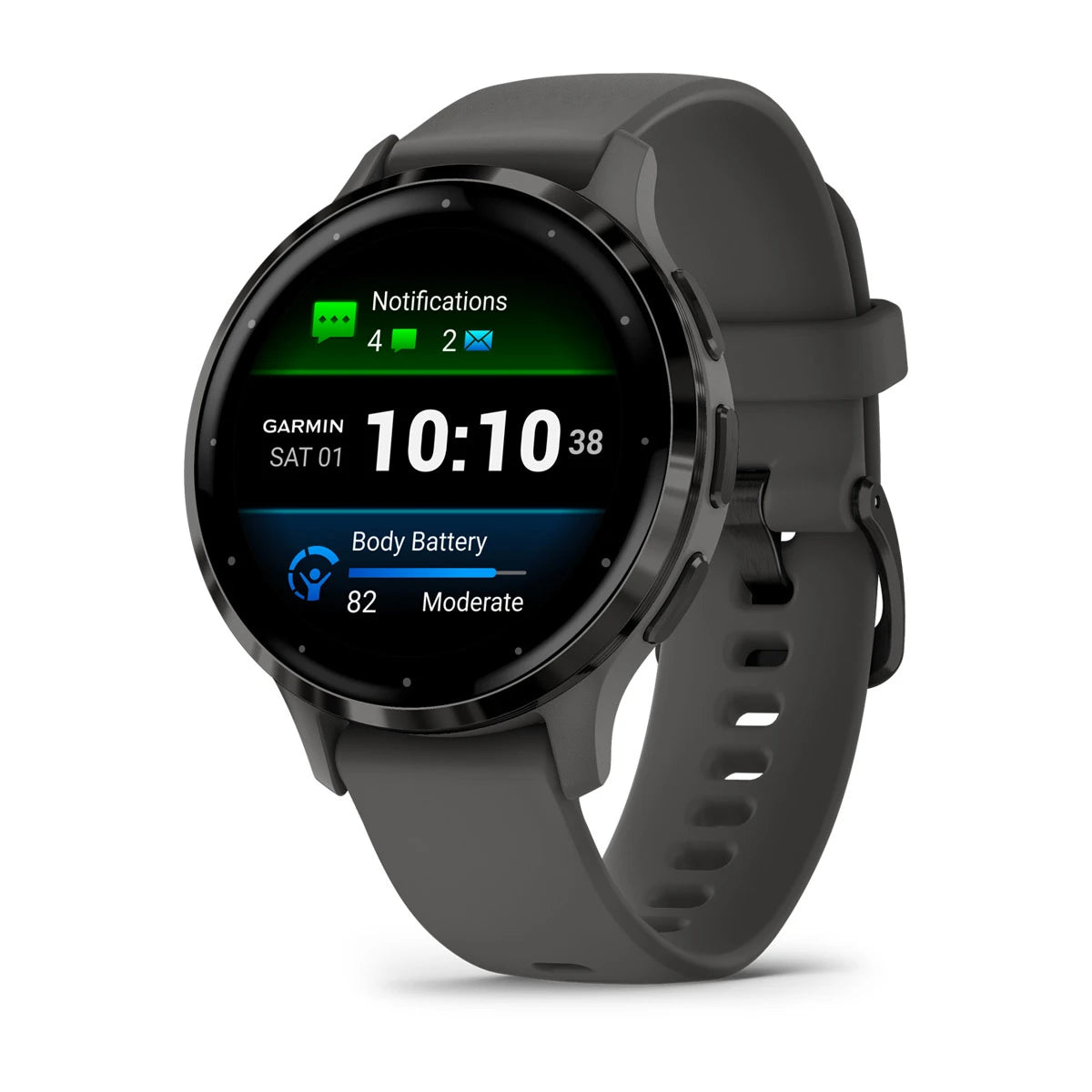 Garmin Venu 3S Slate Stainless Steel Bezel with Pebble Gray Case and Silicone Band Smartwatch
