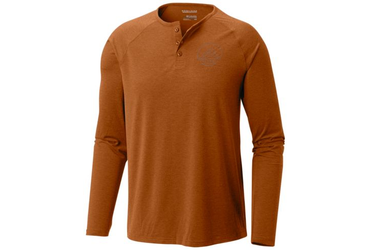 COLUMBIA - TRAIL SHAKER III T-SHIRT MANCHES LONGUES HENLEY À BOUTON - MARRON