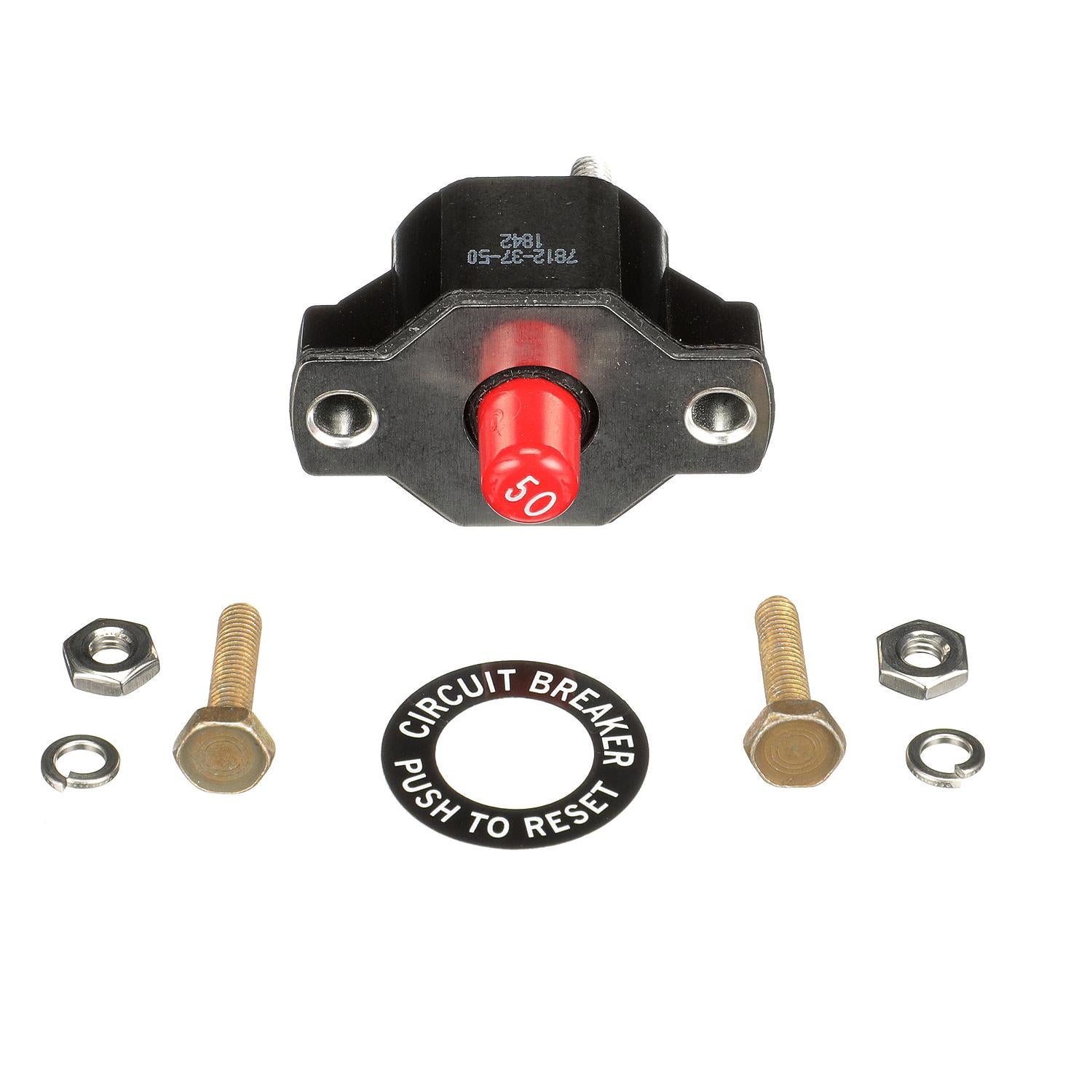 Quicksilver 11178A01 50 Amp Circuit Breaker with Nut Connections and Attaching Hardware