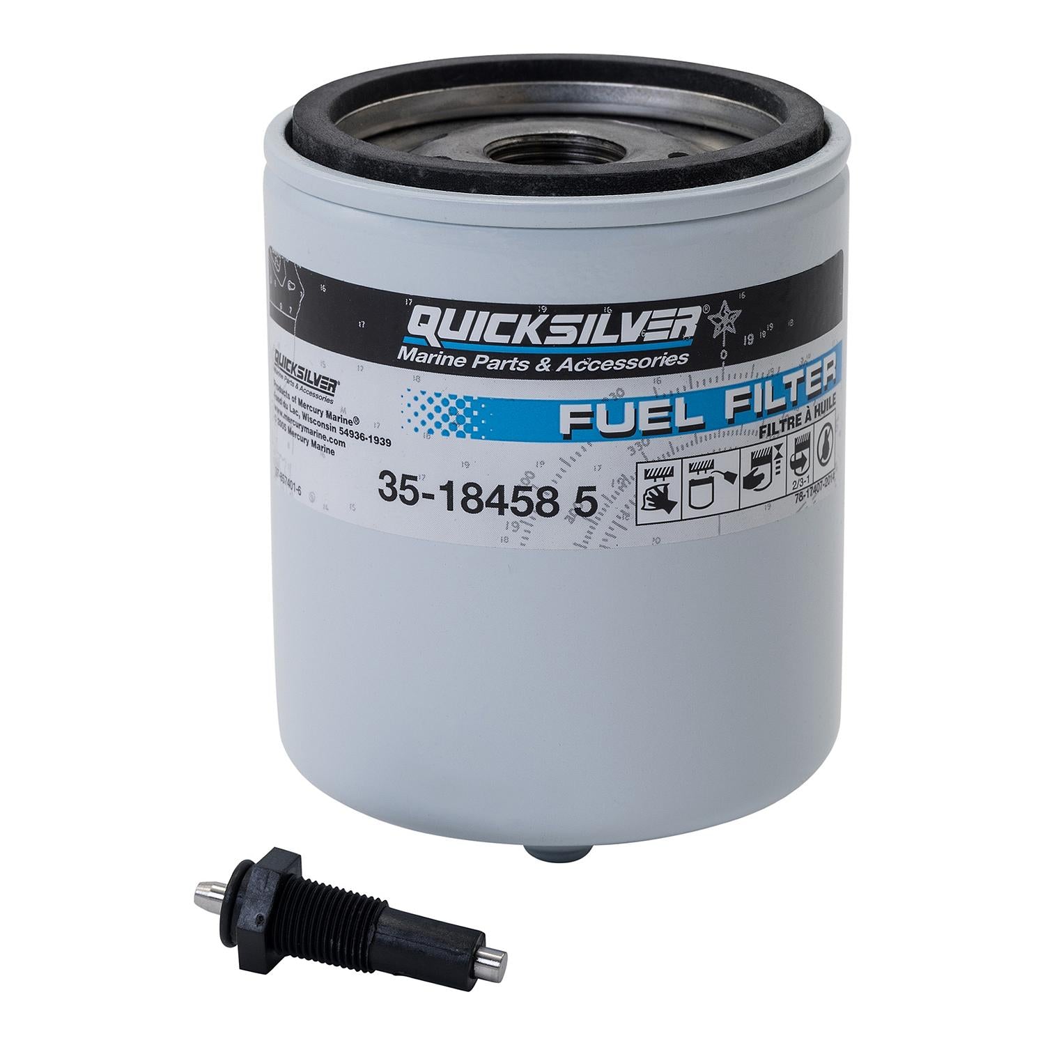 Quicksilver 18458Q3 Water Separating Fuel Filter Kit with Black Water Warning Sensor