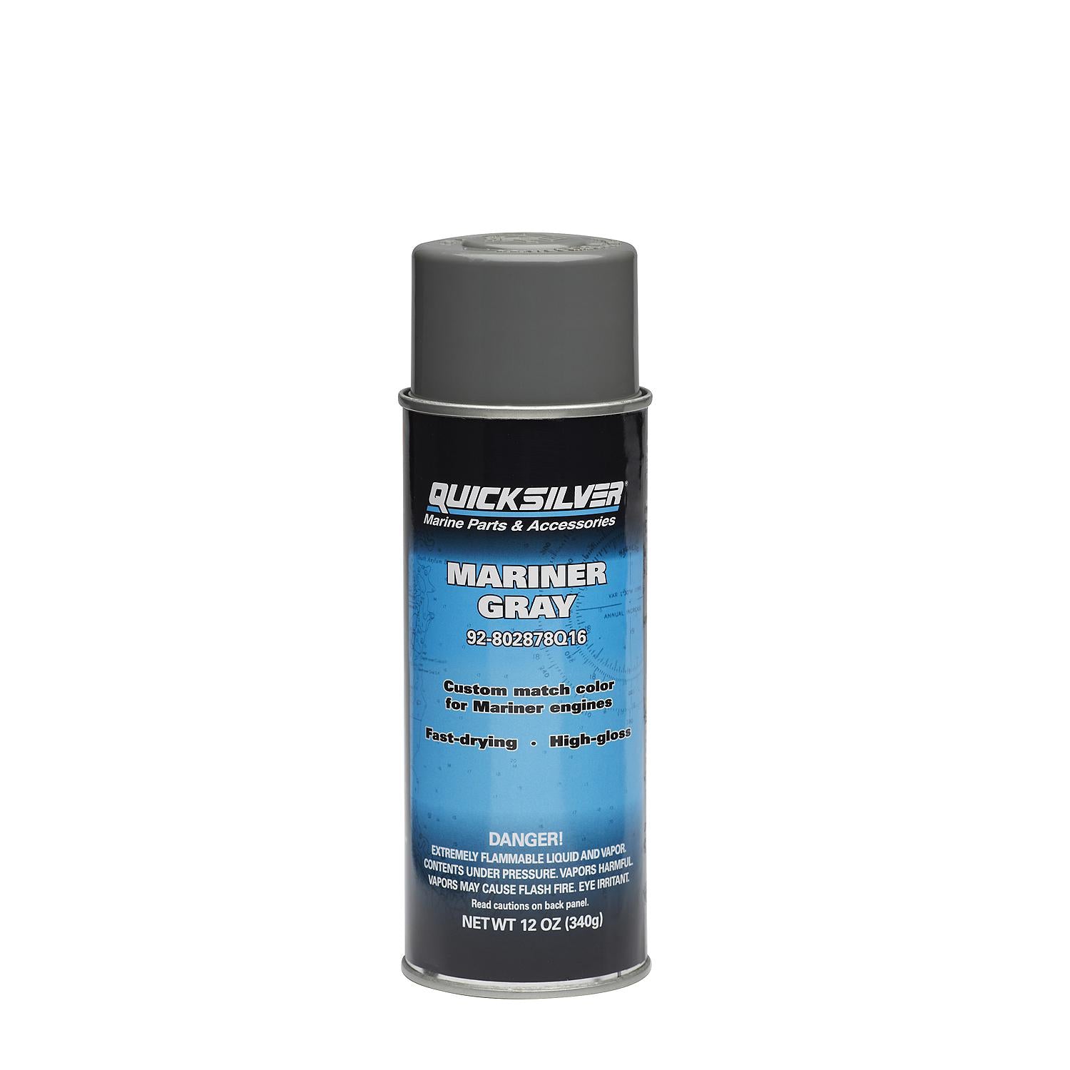 Quicksilver 802878A16 Mariner Gray Enamel Paint, 12 oz Spray Can