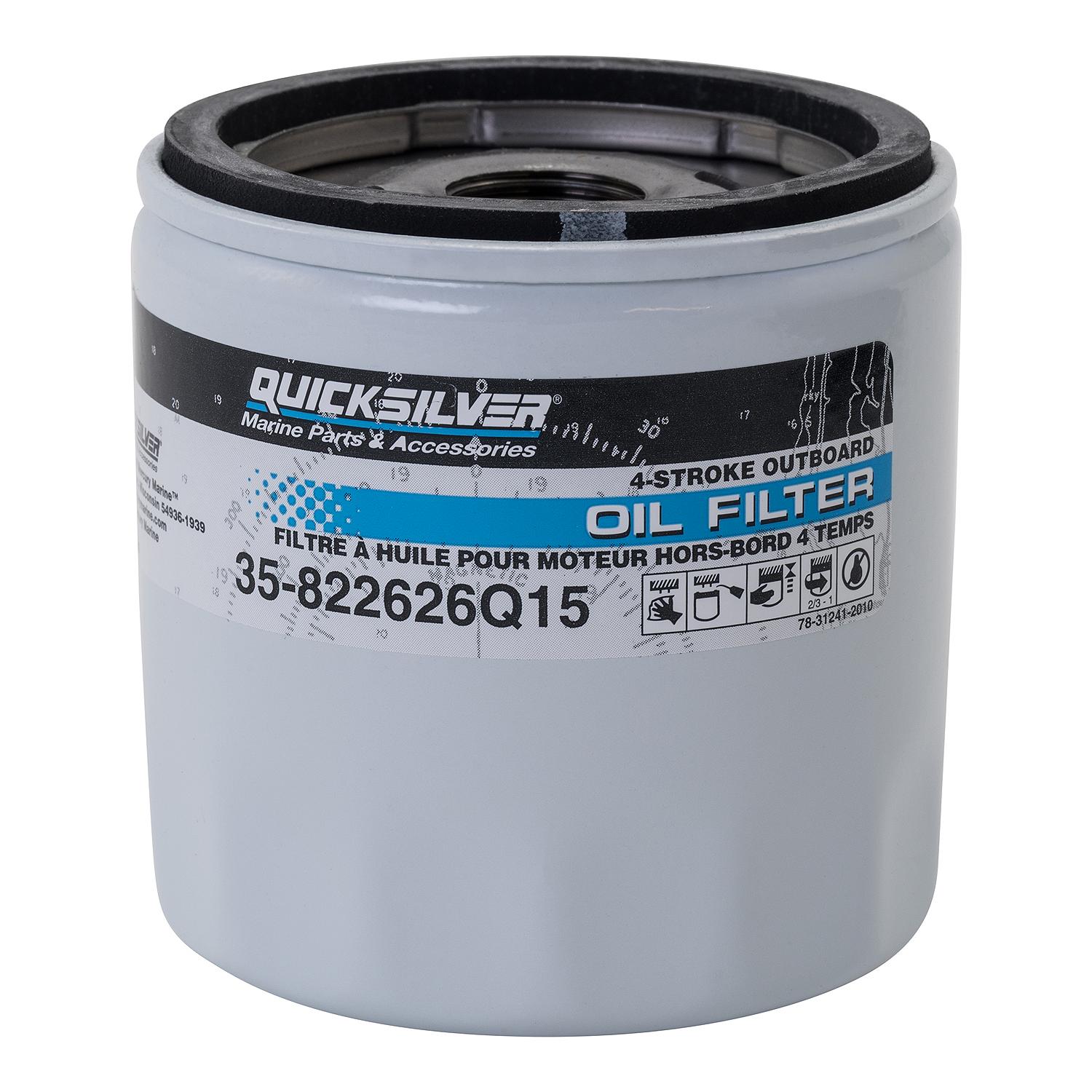 Quicksilver 822626Q15 Oil Filter for Select Mercury and Mariner V-225 V6 4-Stroke Outboards