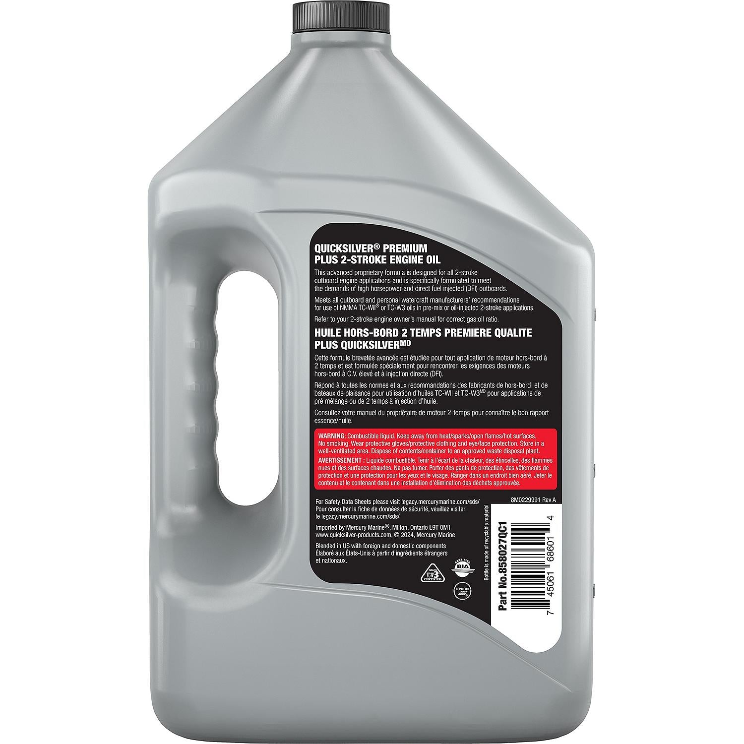 Quicksilver Premium Plus 2-Stroke Synthetic Blend Marine Engine Oil, 1 Gallon
