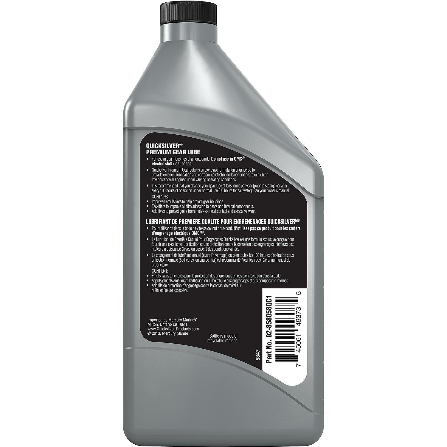 Quicksilver 80W-90 Premium Gear Lube for Outboards and Sterndrives, 8 oz