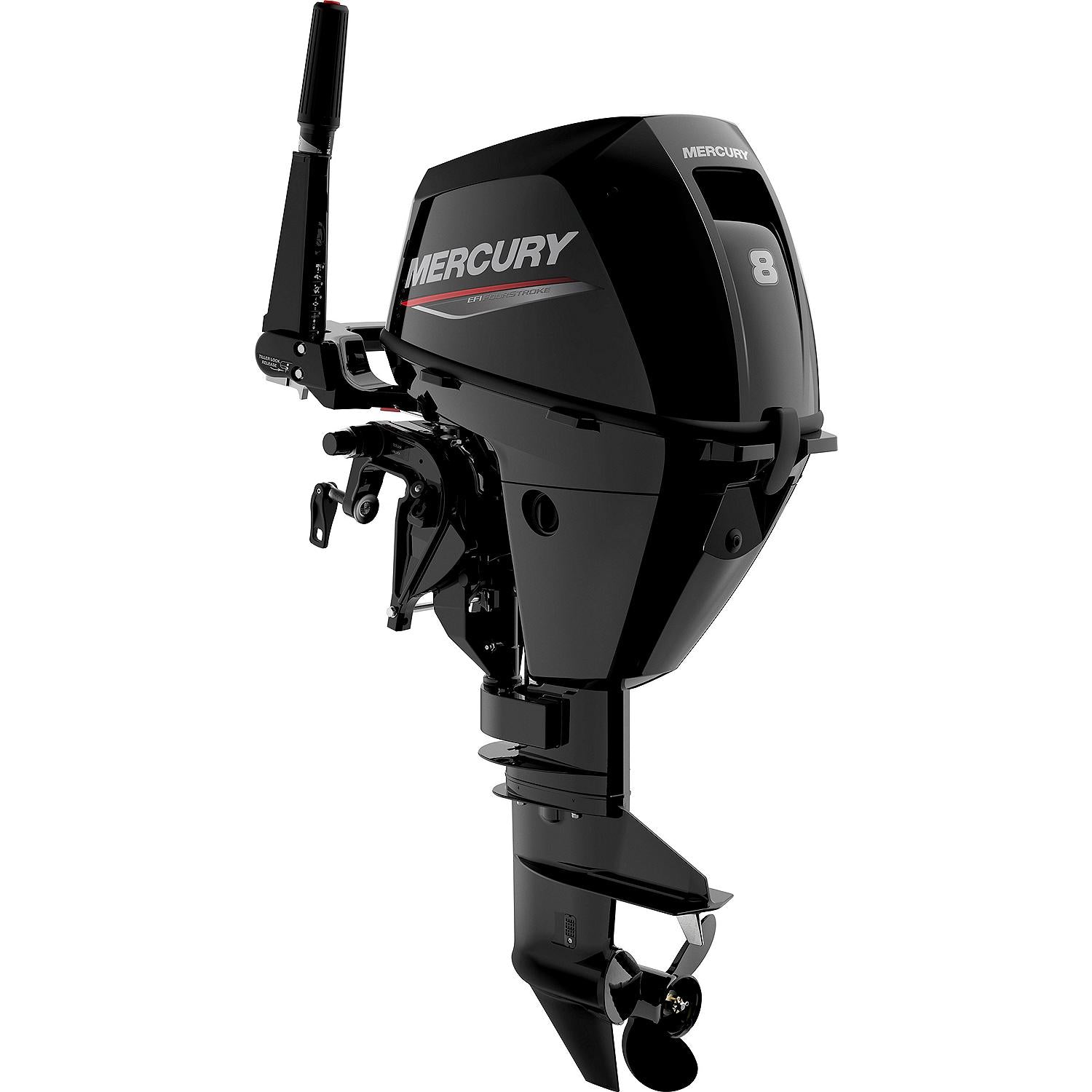 Mercury 8hp EFI Tiller FourStroke Outboard Motor - 15" Shaft, Manual Tilt/Trim, Electric Start w/ Manual Backup