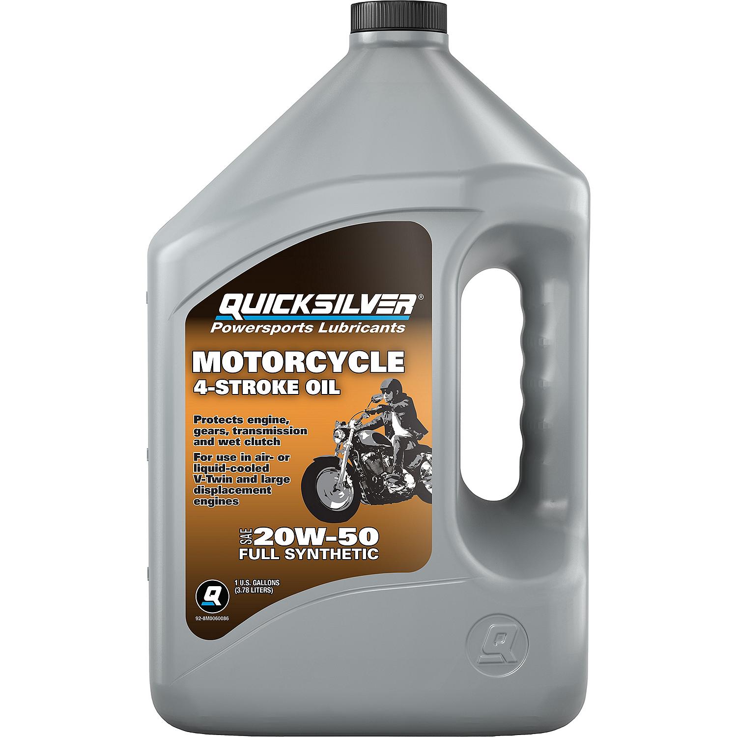 Quicksilver 20W-50 4-Stroke Full Synthetic Motorcycle Oil, 1 Gallon