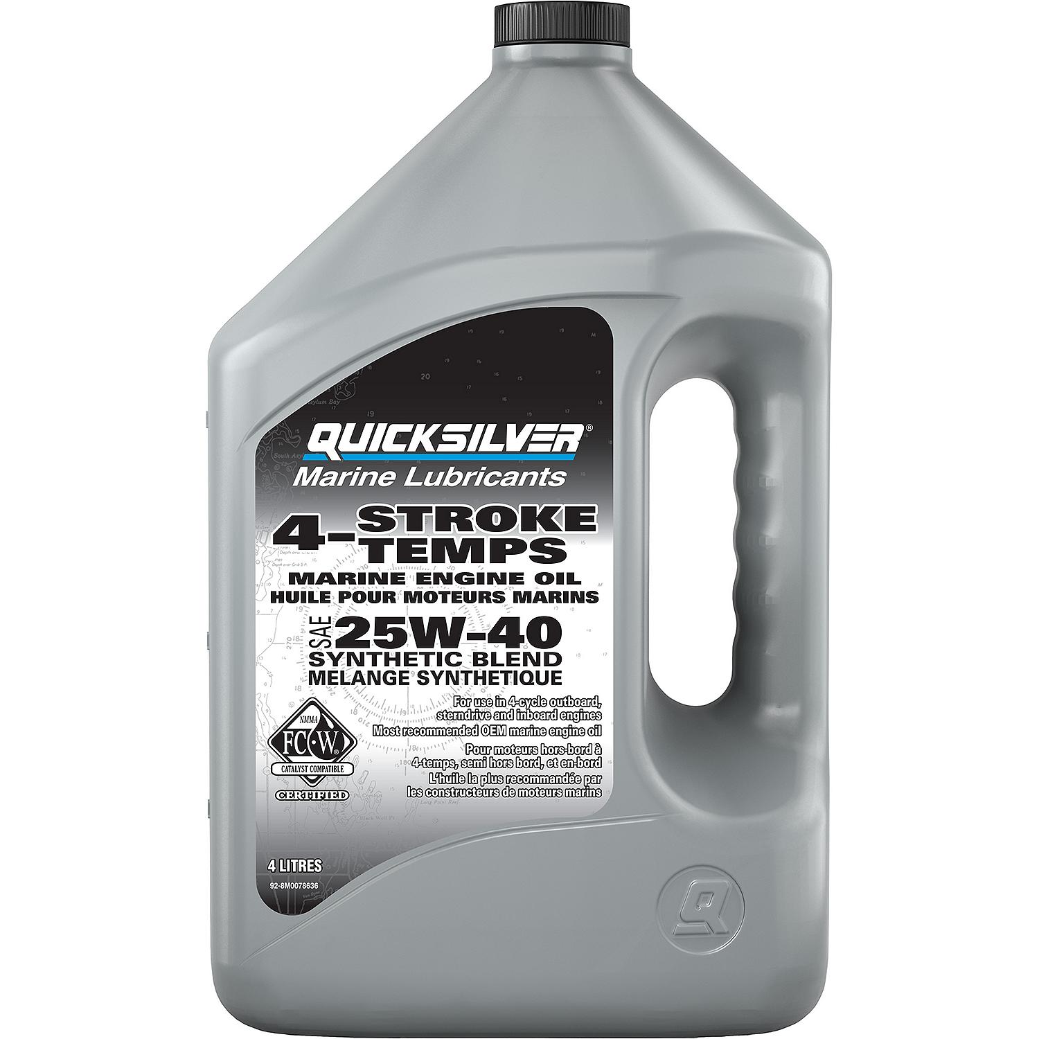 Quicksilver 25W-40 4-Stroke Synthetic Blend Marine Engine Oil, 1 Gallon