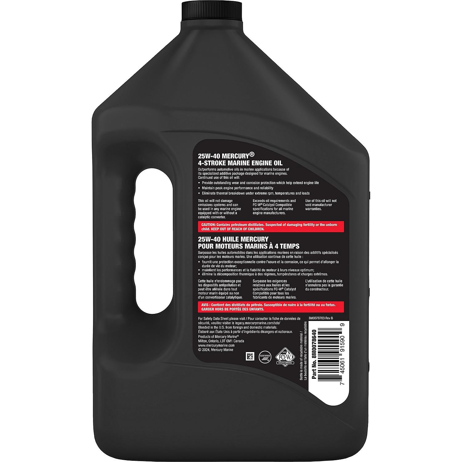 Mercury 25W-40 4-Stroke Marine Engine Oil, 1 Gallon