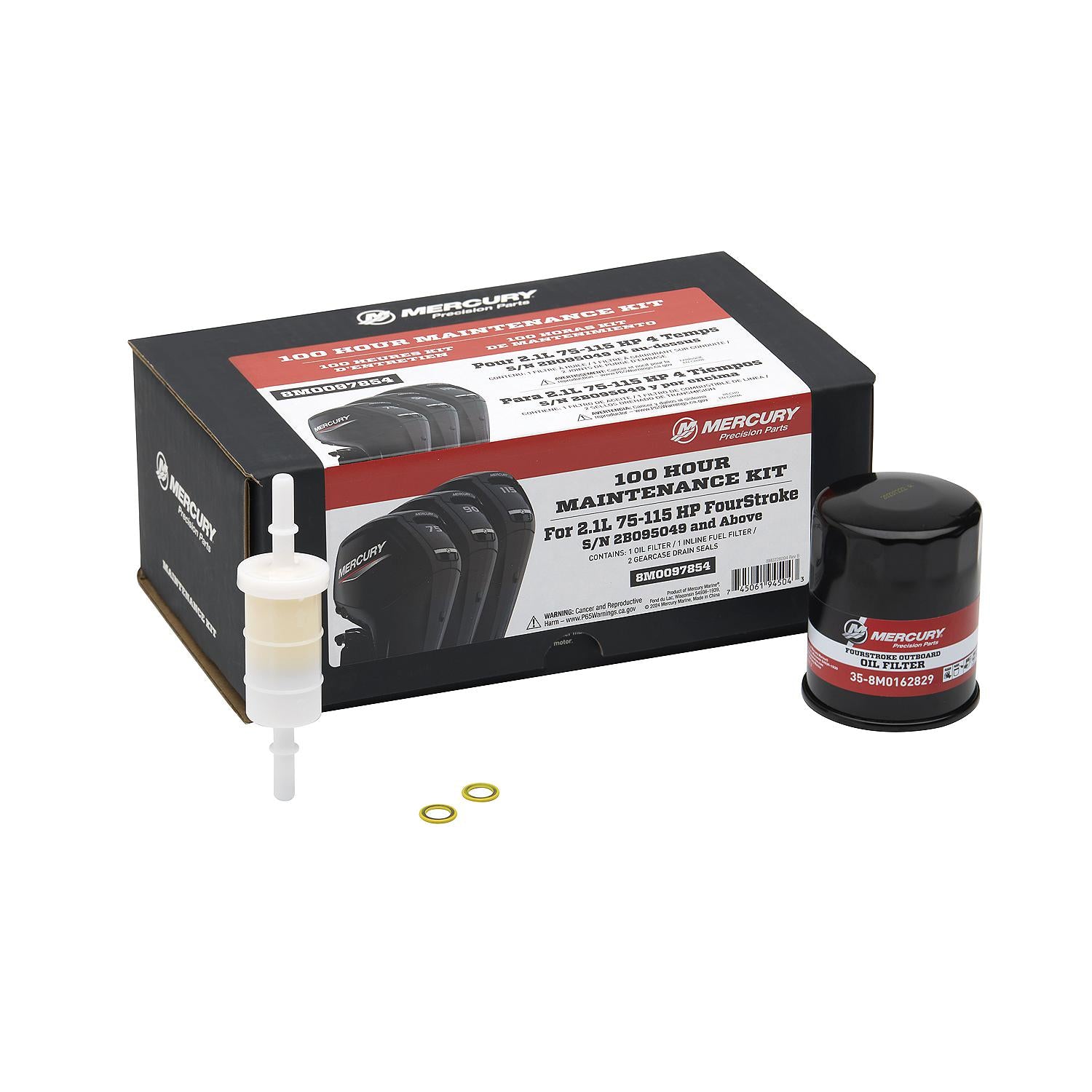 Mercury 8M0097854 2.1L 75-115hp FourStroke 100 Hour Maintenance Kit