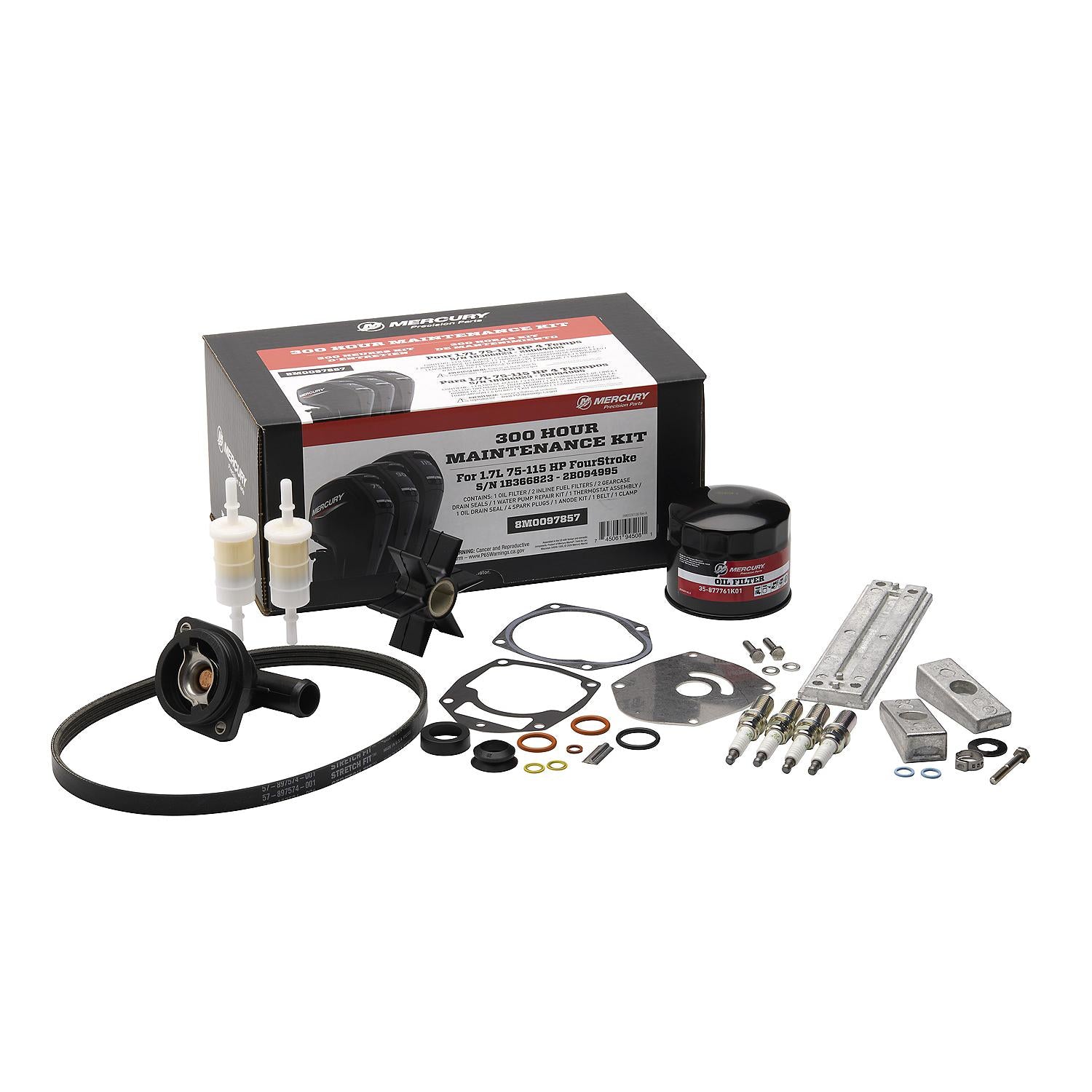 Mercury 8M0097857 1.7L 75-115hp FourStroke EFI 300 Hour Maintenance Kit
