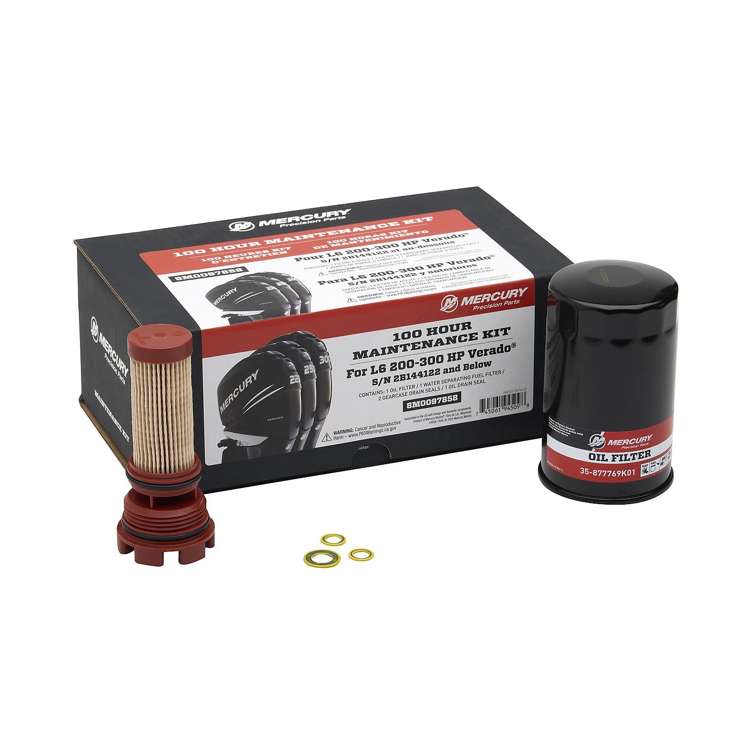 Mercury 8M0097858 L6 200-300hp Verado 100 Hour Maintenance Kit