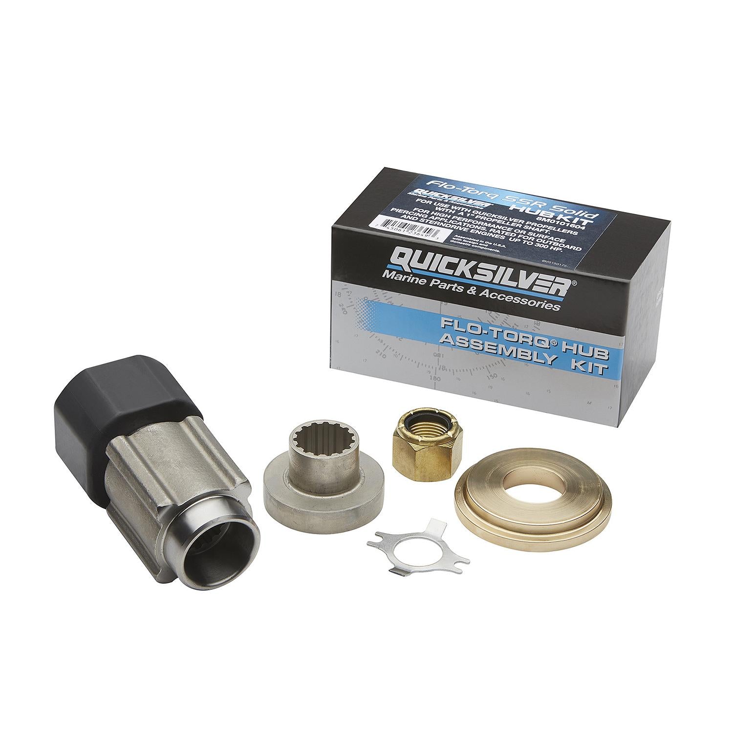 Quicksilver 8M0101604 Flo-Torq SSR Solid Propeller Hub Kit for Mercury 40hp CT-350hp 4-Stroke Outboards with 1" Diameter Prop Shaft
