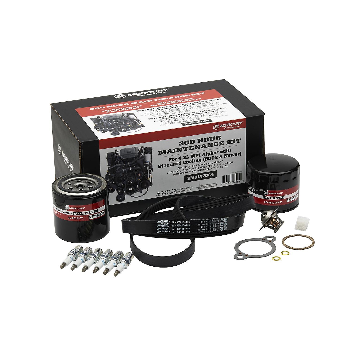 Mercury 8M0147064 MerCruiser 4.3L MPI Engine with Alpha Sterndrive 300 Hour Maintenance Kit