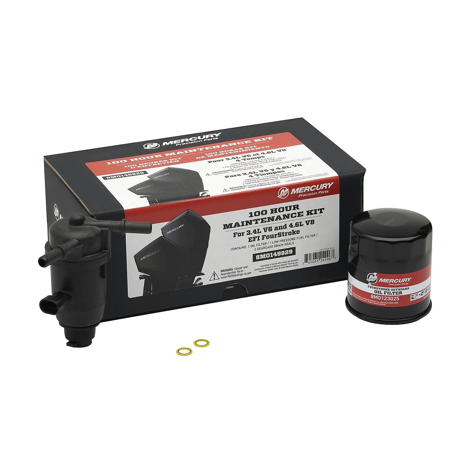 Mercury 8M0149929 V6 and V8 175-300hp FourStroke 100 Hour Maintenance Kit