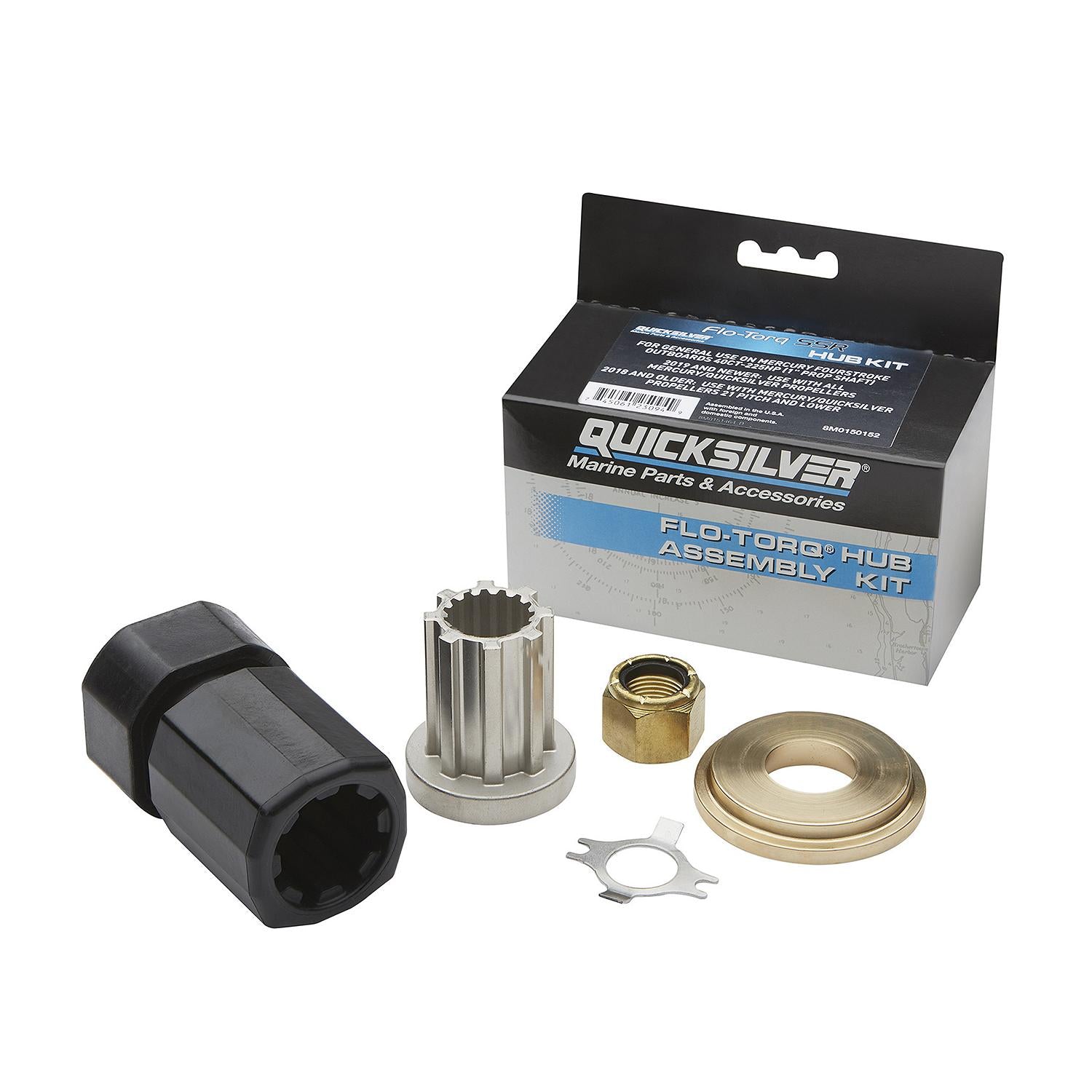 Quicksilver 8M0150152 Flo-Torq SSR Propeller Hub Kit for Mercury 40hp CT and 225hp 4-Stroke Outboards with 1" Diameter Prop Shaft