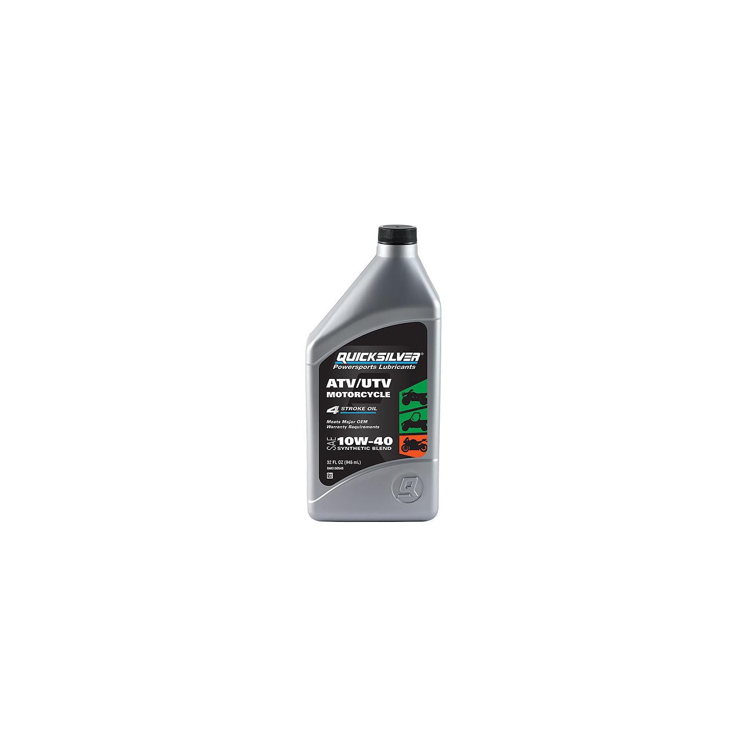 Quicksilver 10W-40 Synthetic Blend ATV/UTV/Motorcycle Oil, 1 Quart, Qty 6