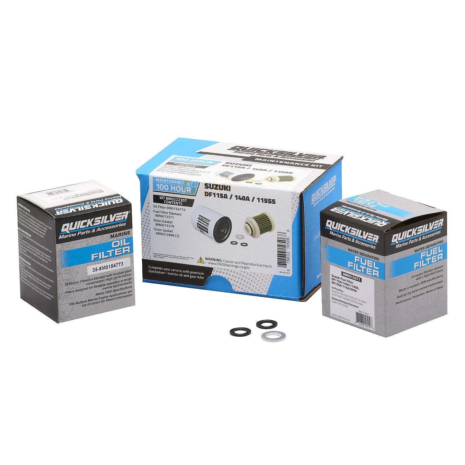 Quicksilver 8M0222307 100 Hour Maintenance Kit for Suzuki DF115A/140A/115SS Outboards