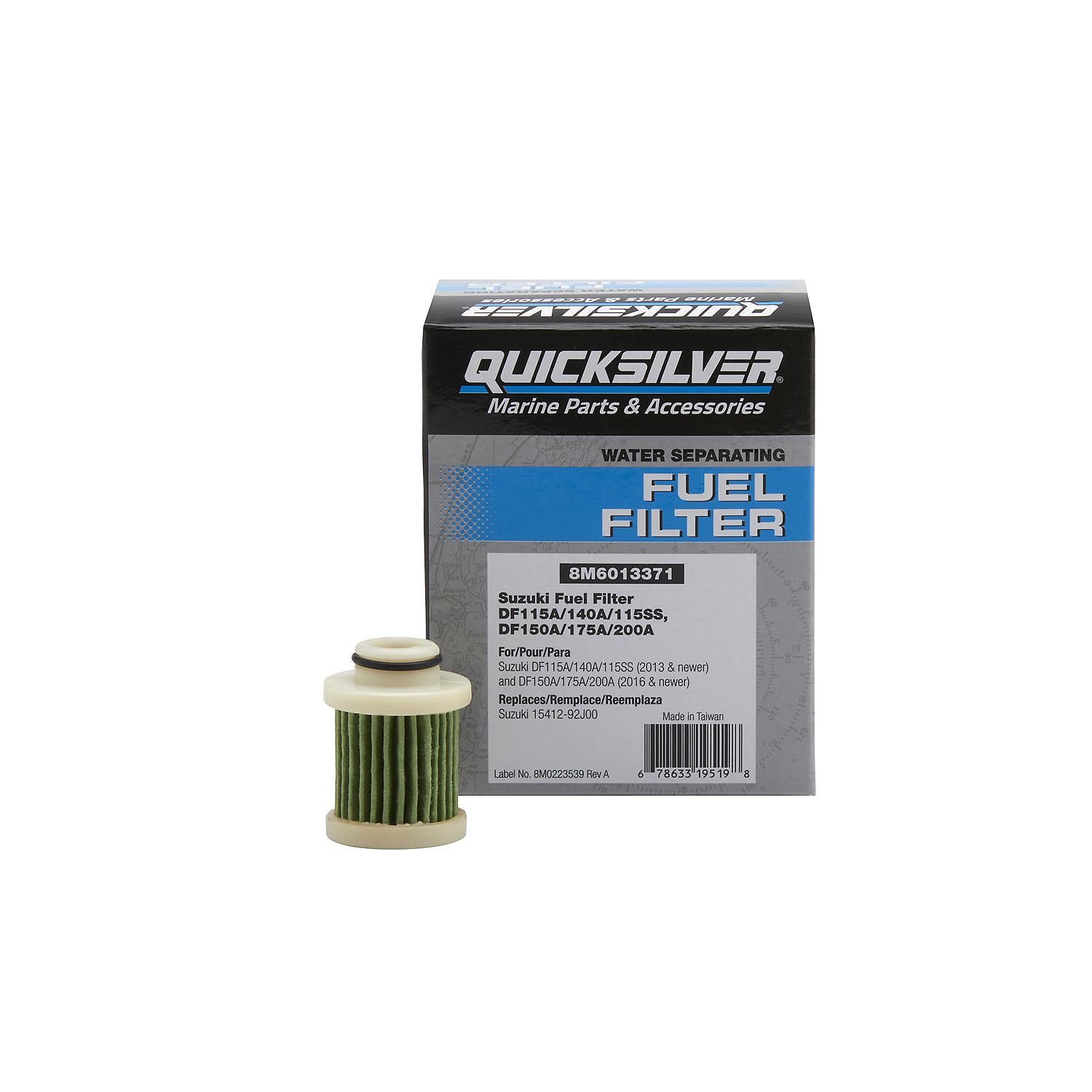 Quicksilver 8M6013371 Fuel Filter for Select Suzuki DF115A/140A/115SS & DF150A/175A/200A Outboards