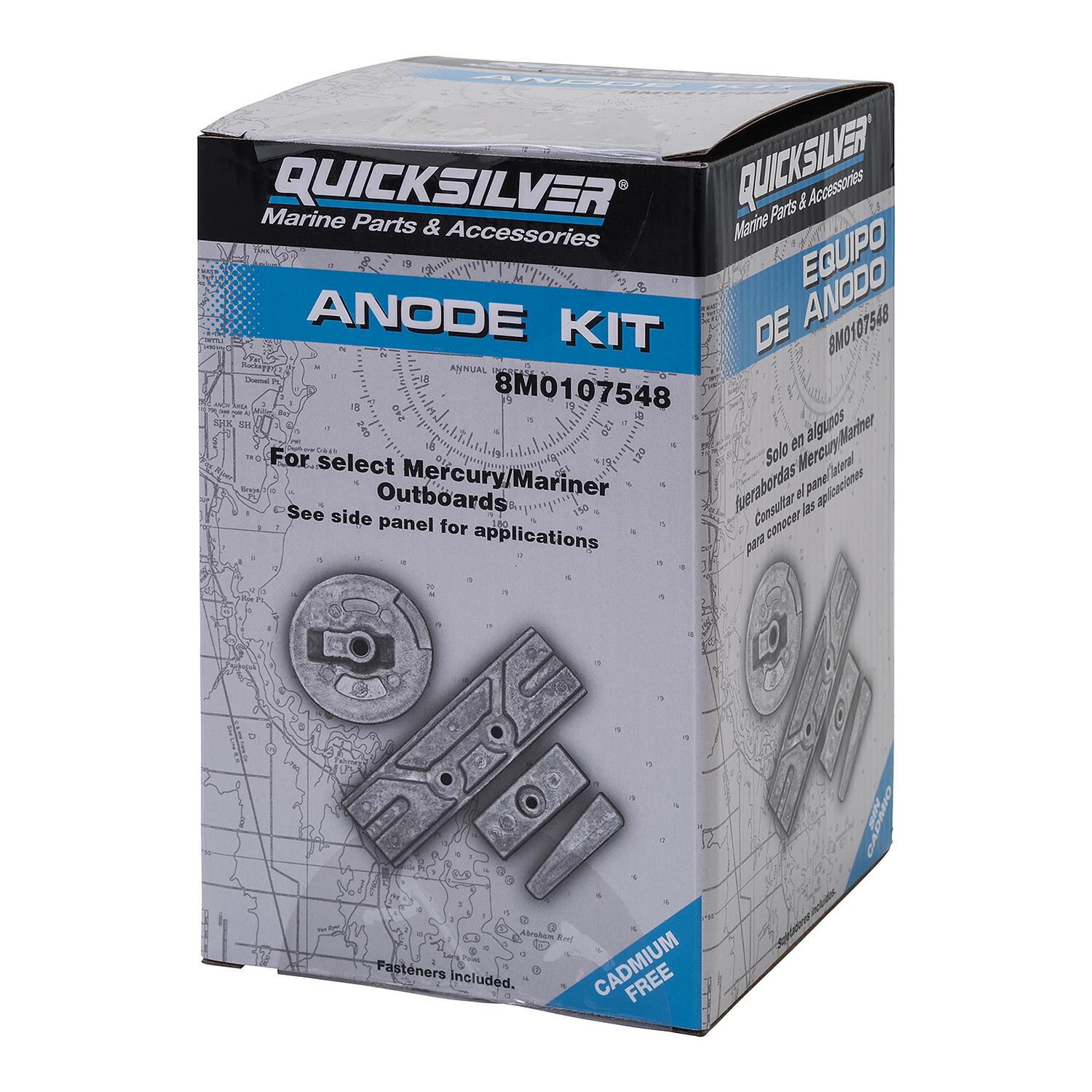 Quicksilver 8M0107548 Aluminum Anode Kit for Select Mercury 75-150hp Outboards