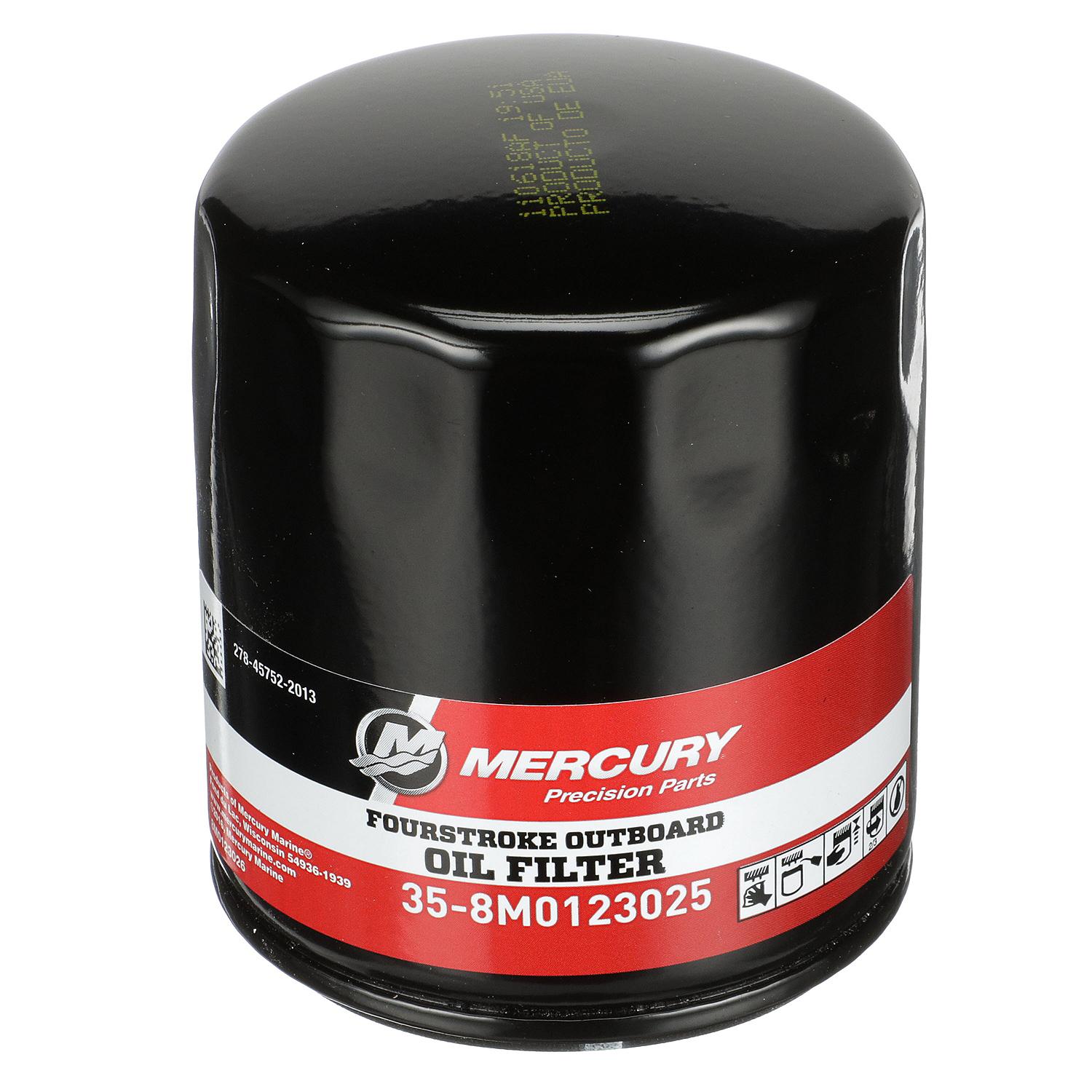 Mercury 8M0123025 Replacement Oil Filter for Select Mercury V6 and V8 FourStroke Outboards