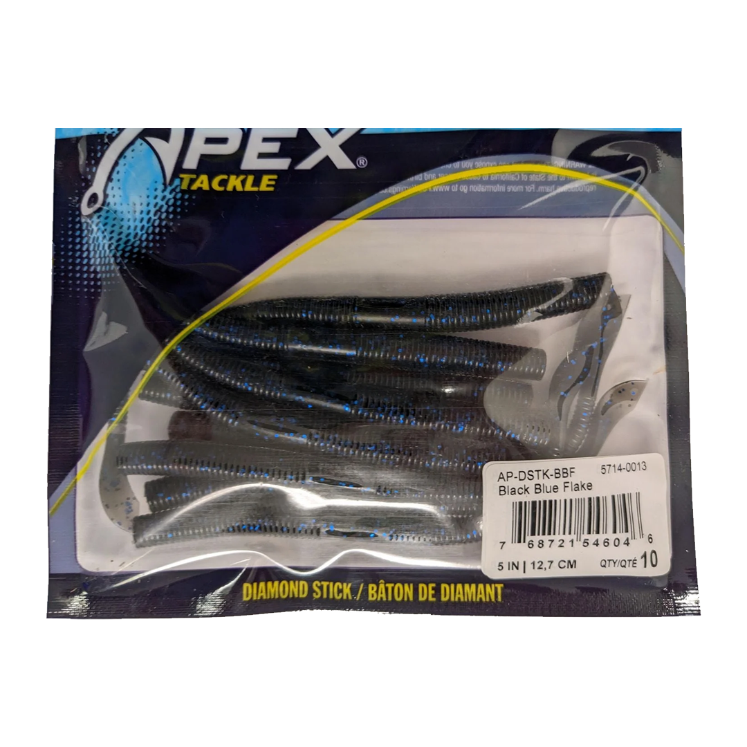 Apex Diamond Stick Black Blue Flake 5" 10 pack