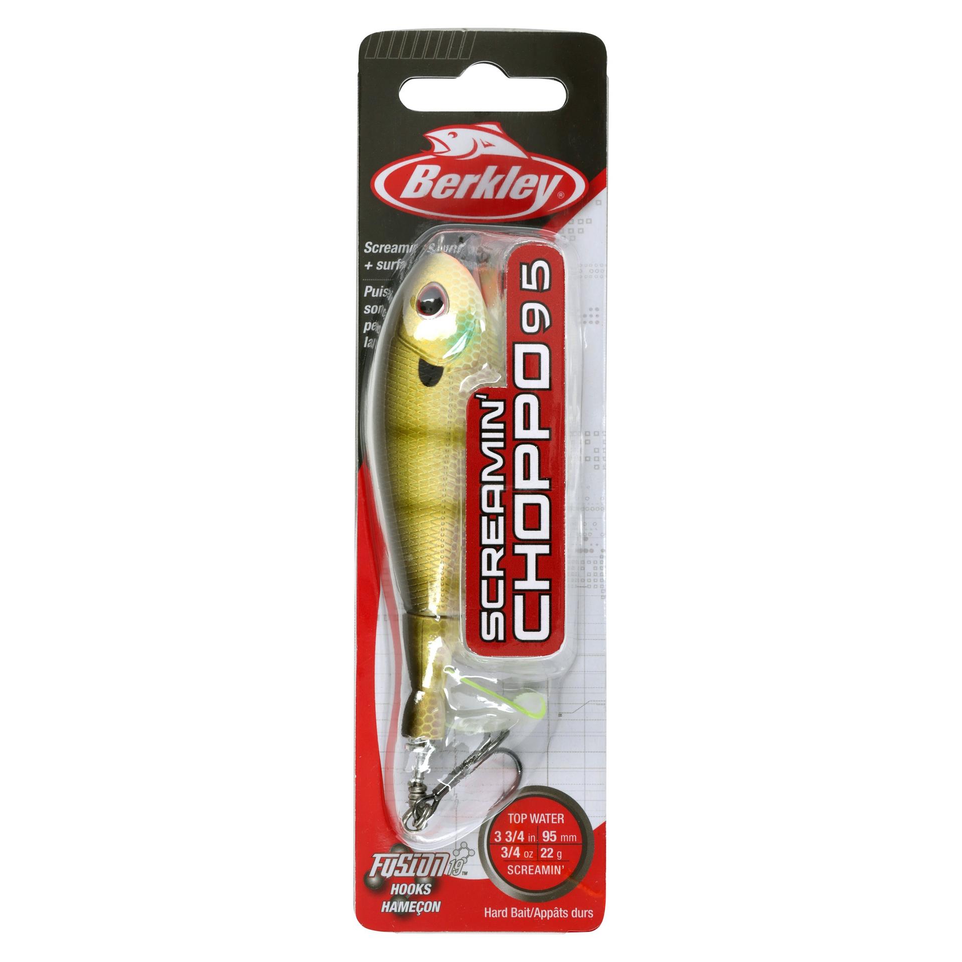 Berkley Screamin' Choppo Topwater Fishing Hard Bait – Metal-on-Metal Rattle Plopper Lure For Bass &