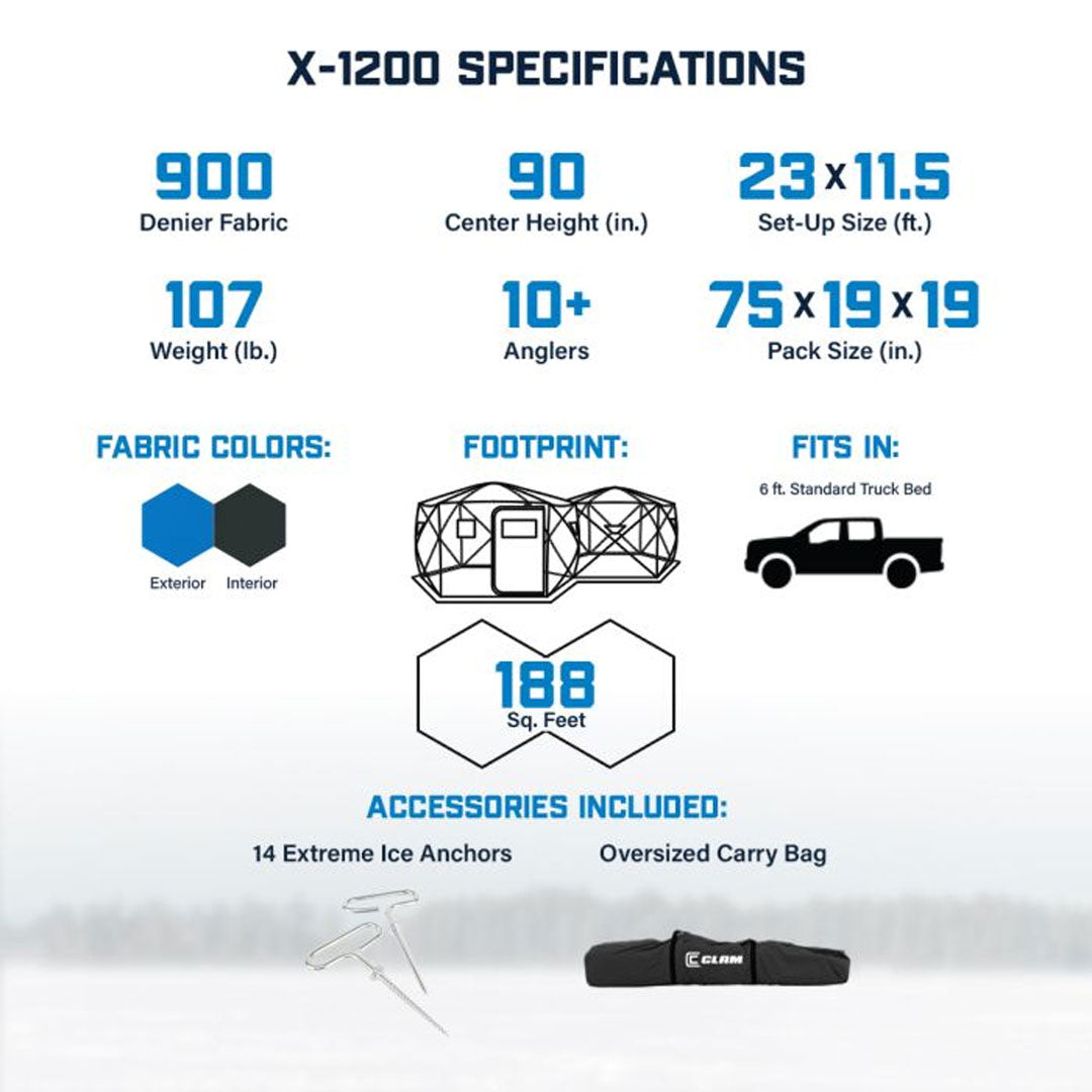 Clam X-1200 Thermal Hub Shelter 10+ Anglers