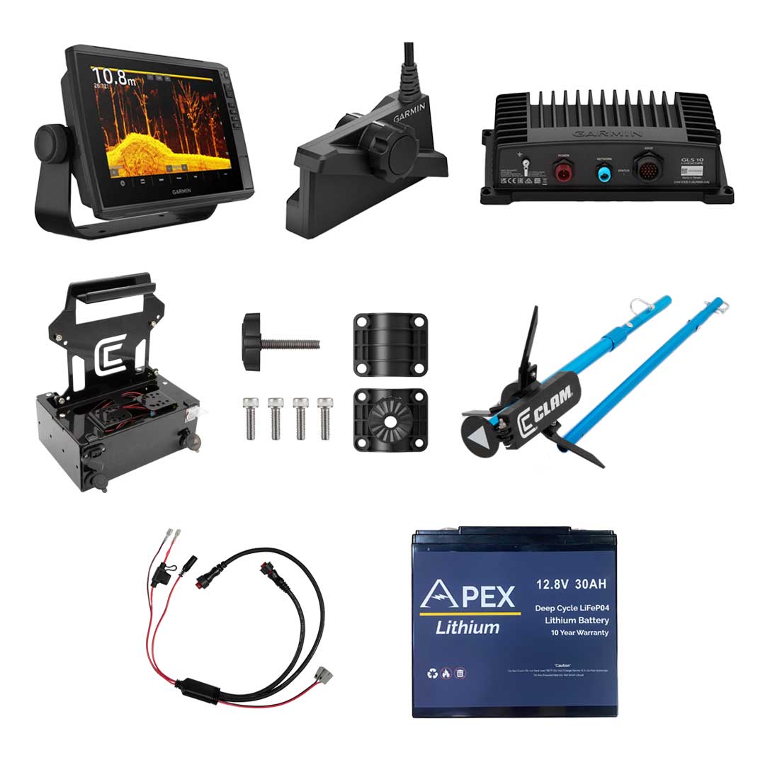 Garmin Livescope 12" Ice Bundle with Clam Shuttle and Pole
