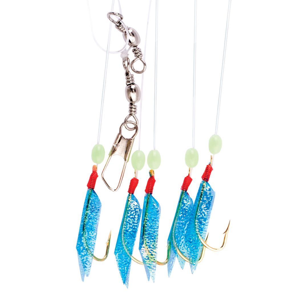 Eagle Claw Lazer Sharp Sabiki Rig Blue Wings Green Bead