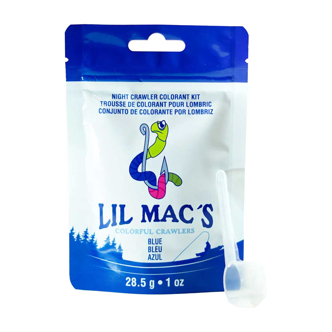 Lil Mac's colorful crawler blue bag and scoop.