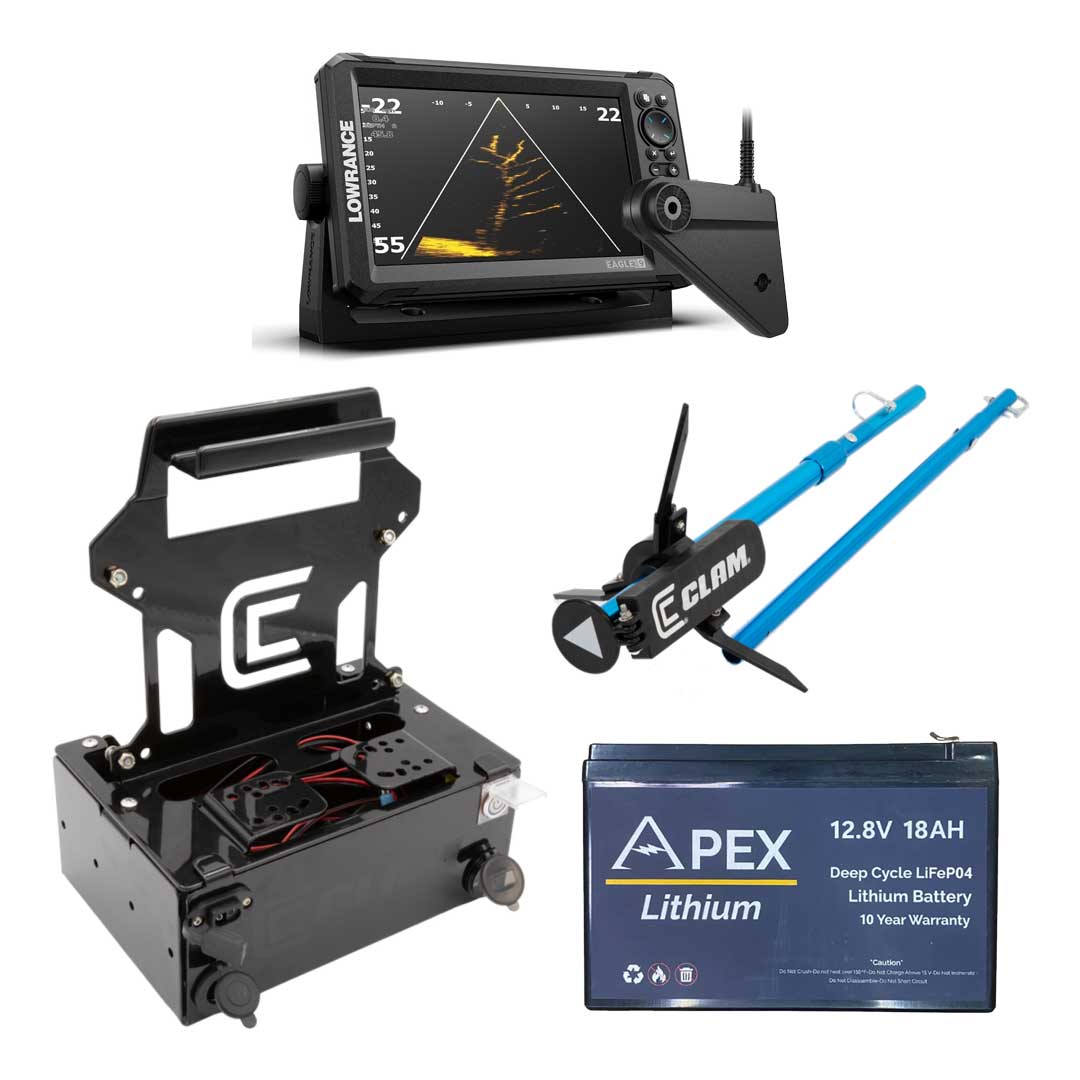 Lowrance Eagle Eye 9" Standard Ice Bundle with Clam Shuttle and Pole