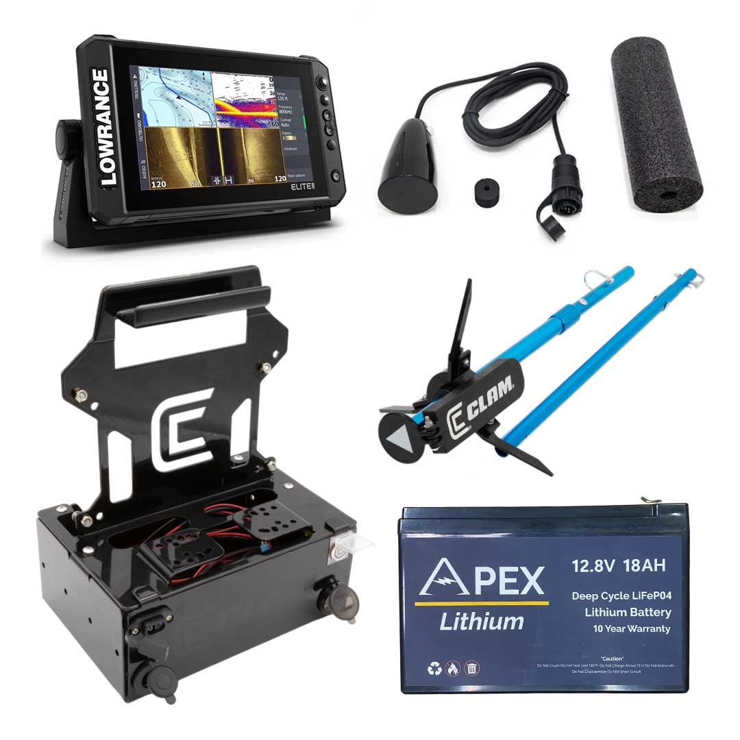 Lowrance Elite FS 9" Refurb Ice Bundle with Clam Shuttle and Pole