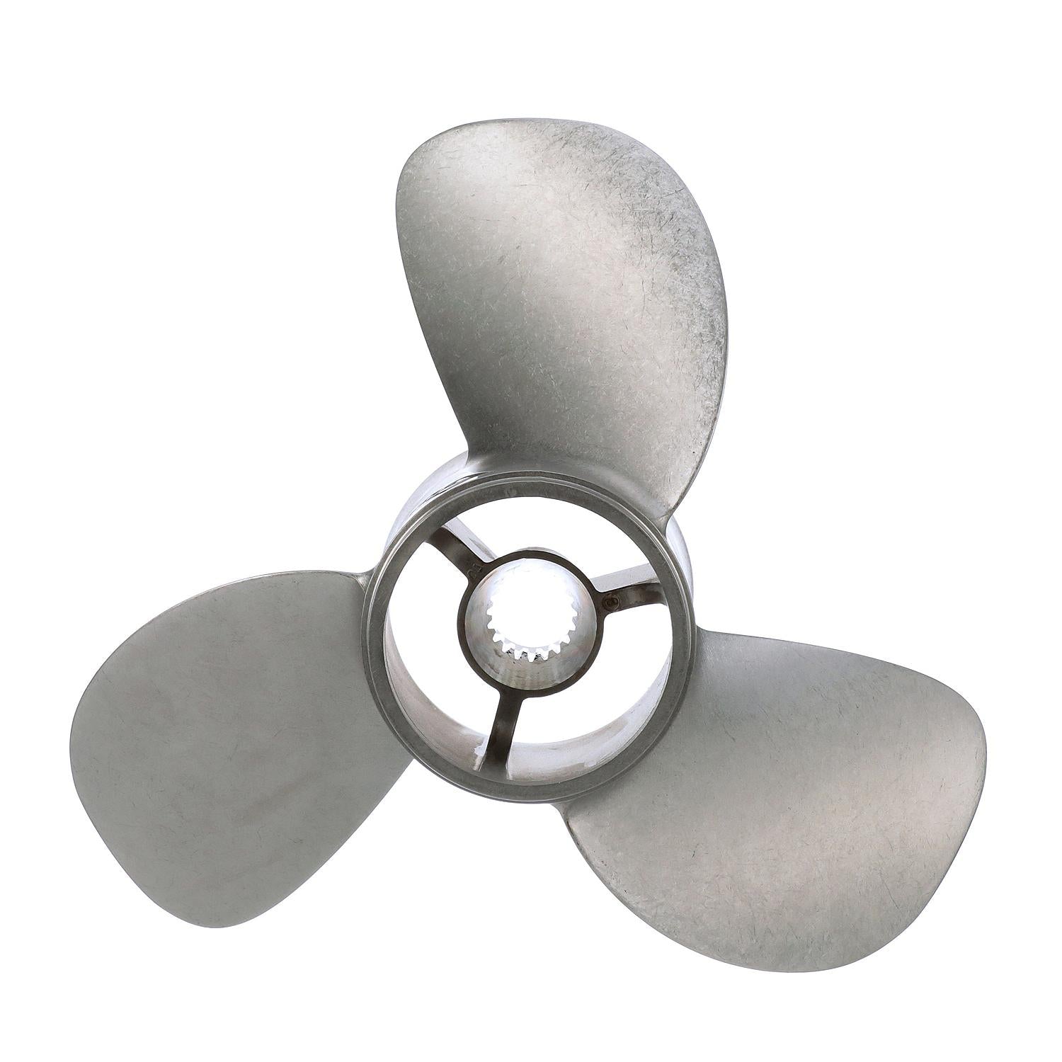 Quicksilver Bravo Three 14.3" Diameter X 21" Pitch, 3-Blade Stainless Steel Propeller, Right Hand Rotation, Matte Finish