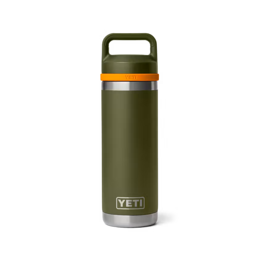 YETI Rambler 532 ML Bottle with Colour-Blocked Chug Cap Olive/King Crab Orange