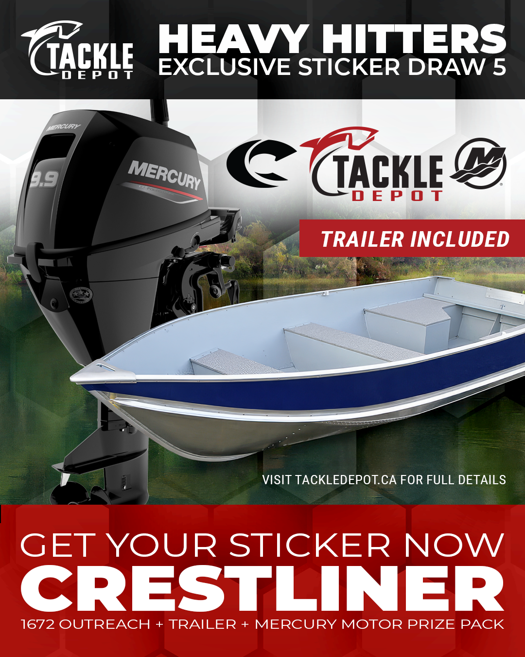 Stickers 501 to 750 - Tackle Depot Heavy Hitters Boat Package Sticker Draw 5