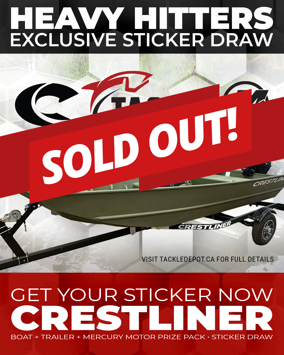 Stickers 1 to 250 - Tackle Depot Heavy Hitters Boat Package Sticker Draw